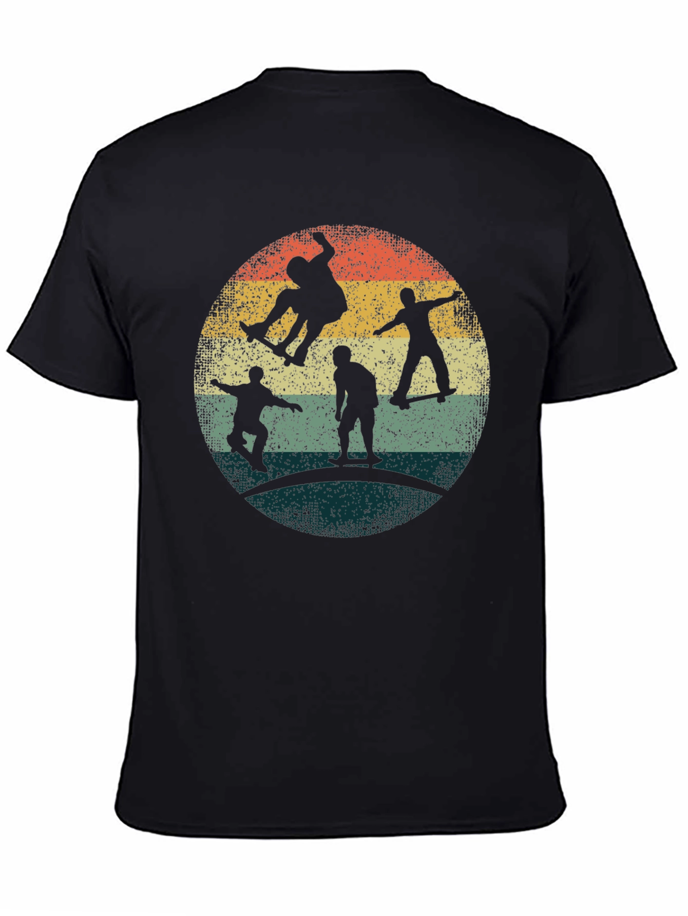 Black Skateboarding Silhouette Graphic Tee view 4