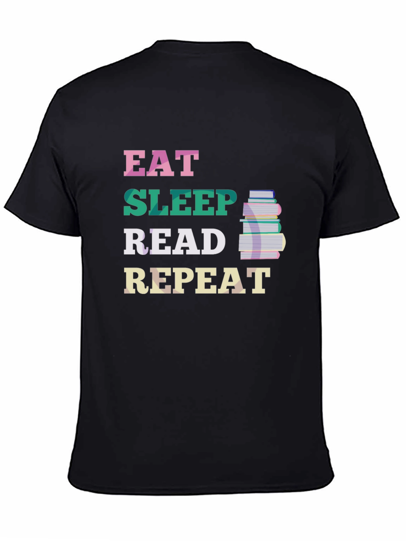 Black Eat Sleep Read Repeat T-Shirt - Book Lover Tee view 4