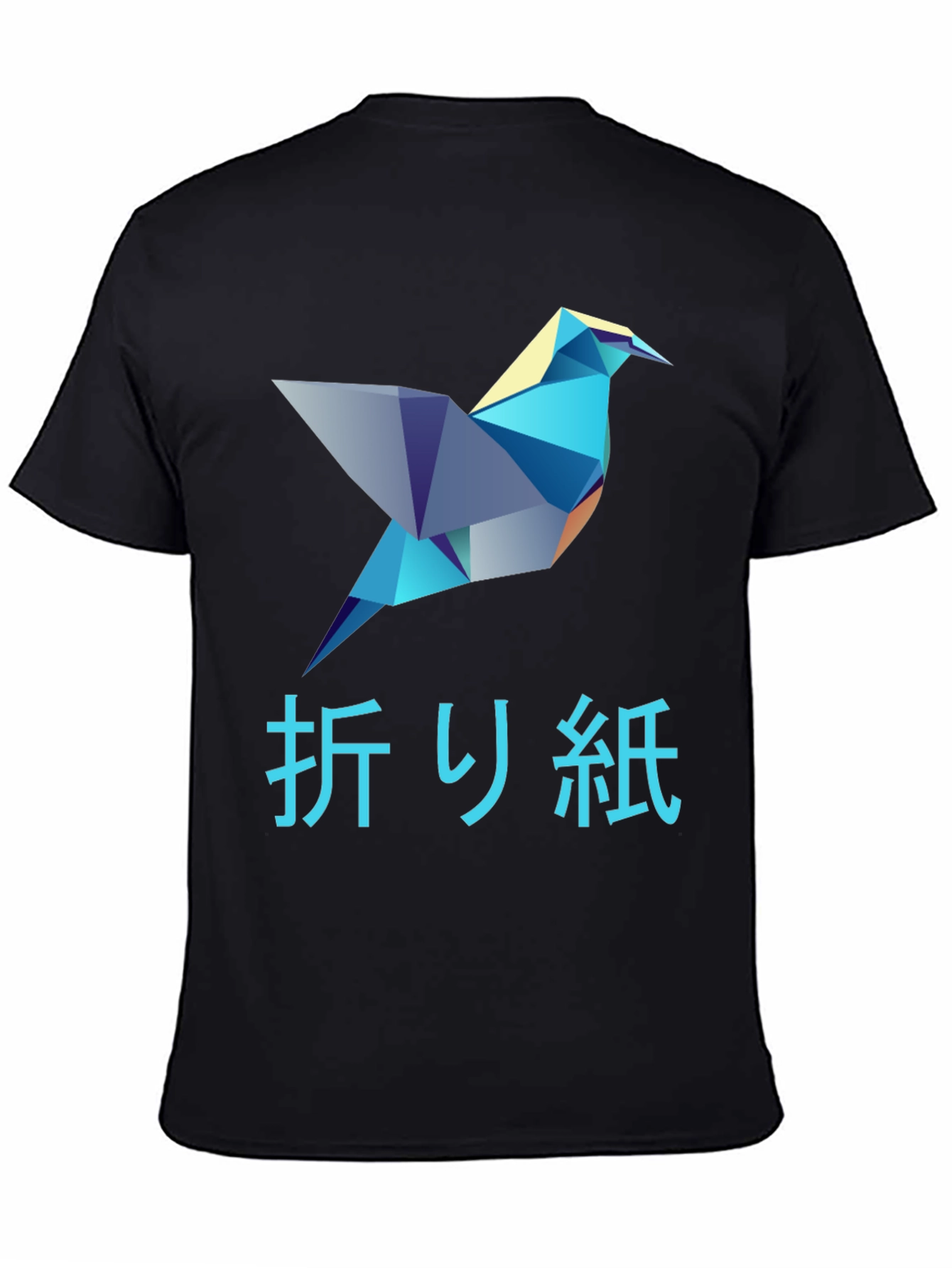 Black Origami Bird Graphic T-Shirt - Stylish Men's Tee view 4