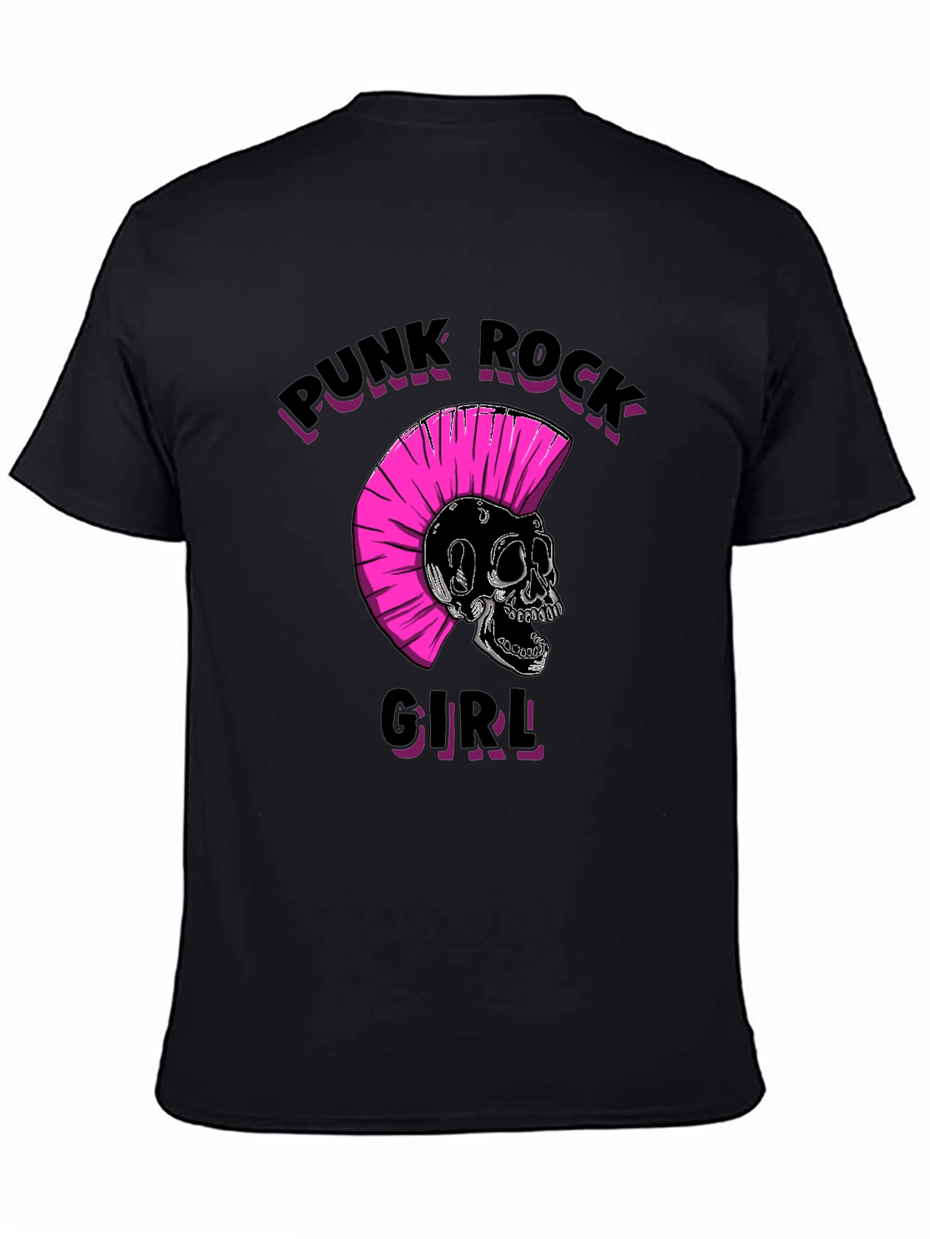 Punk Rock Girl Graphic Tee - Black Unisex T-Shirt - 4