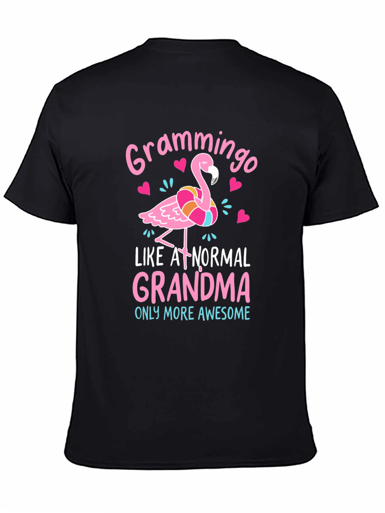 Black Grammingo Grandma T-Shirt - Awesome Pink Flamingo Tee view 4