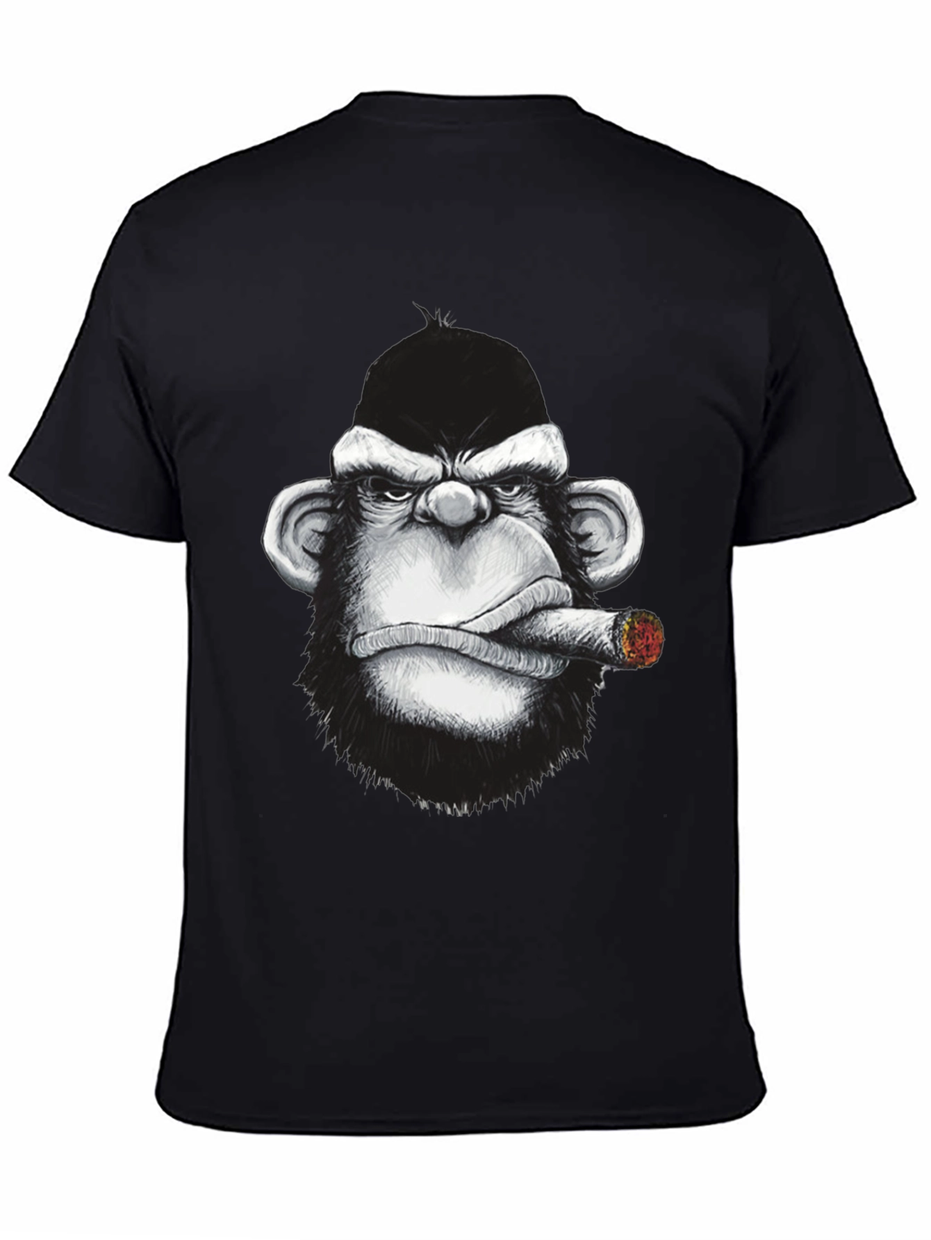 Black Cool Monkey Cigar Graphic Tee - Black Cotton view 4