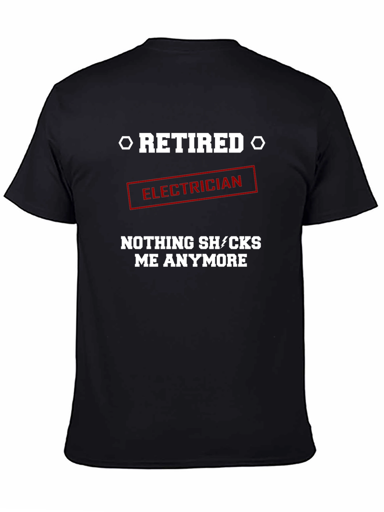 Black Retired Electrician Humor T-Shirt view 4