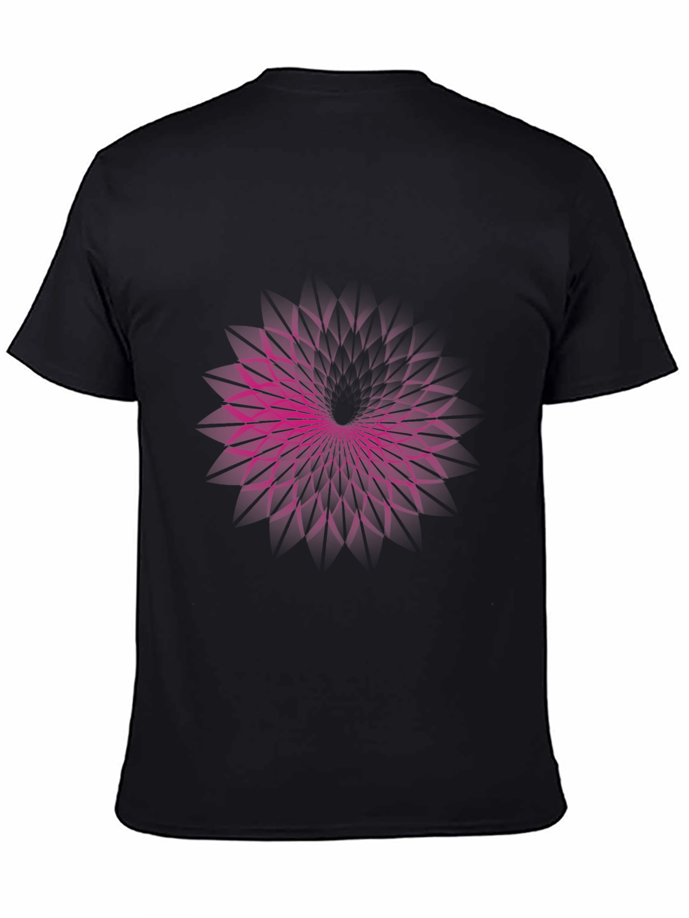 Black Geometric Purple Vortex Graphic Black T-Shirt view 4