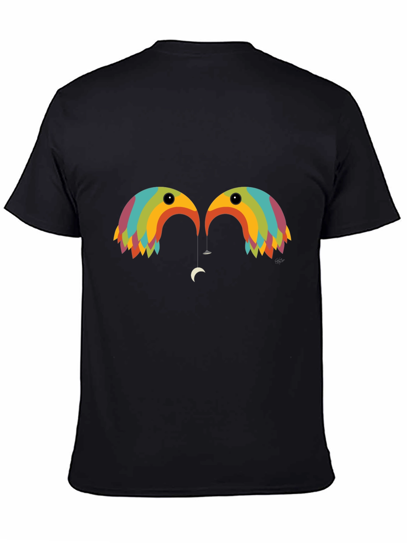Black Rainbow Birds Graphic T-Shirt view 4