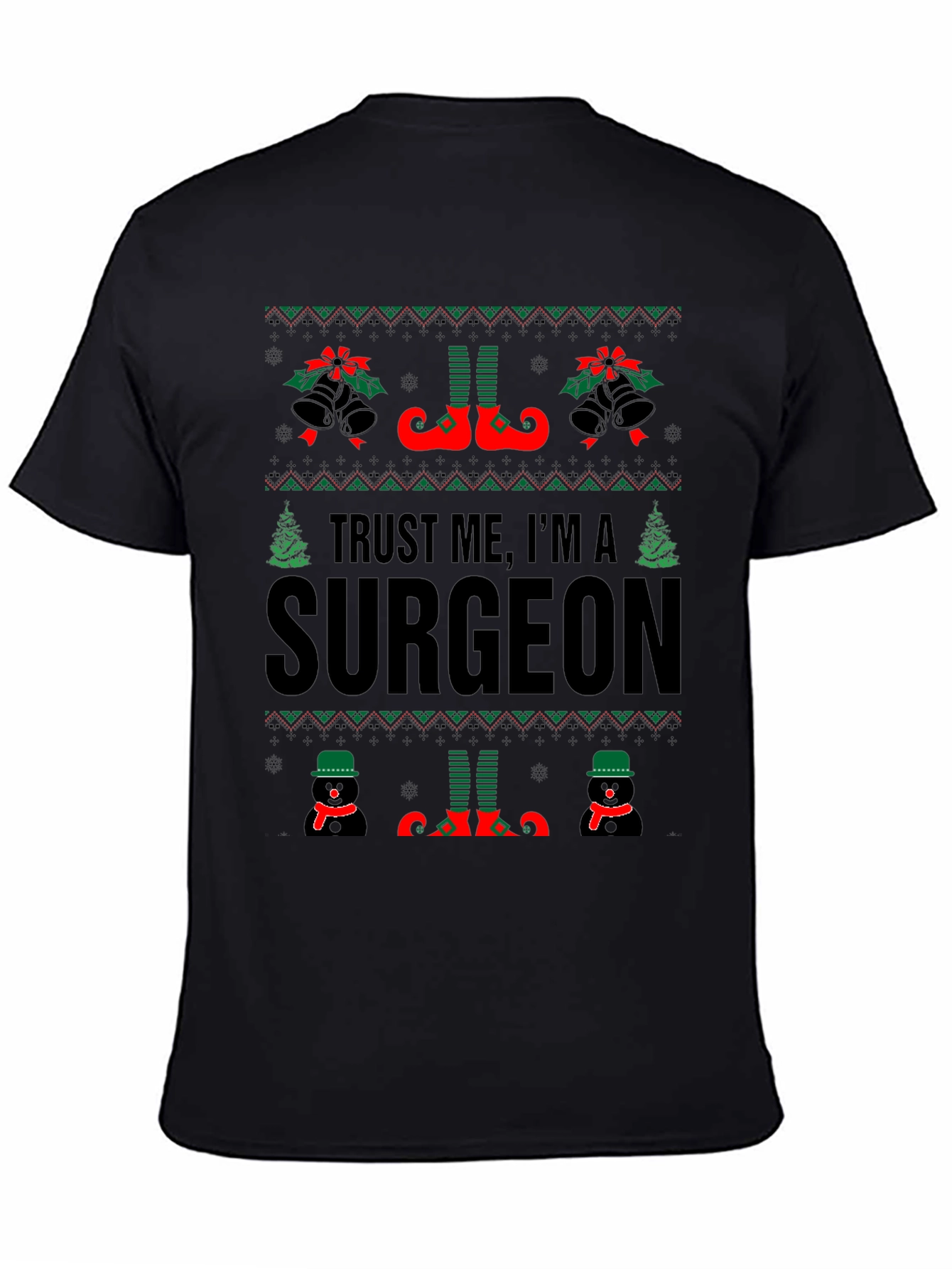 Black Trust Me I'm A Surgeon Christmas Sweater T-Shirt view 4