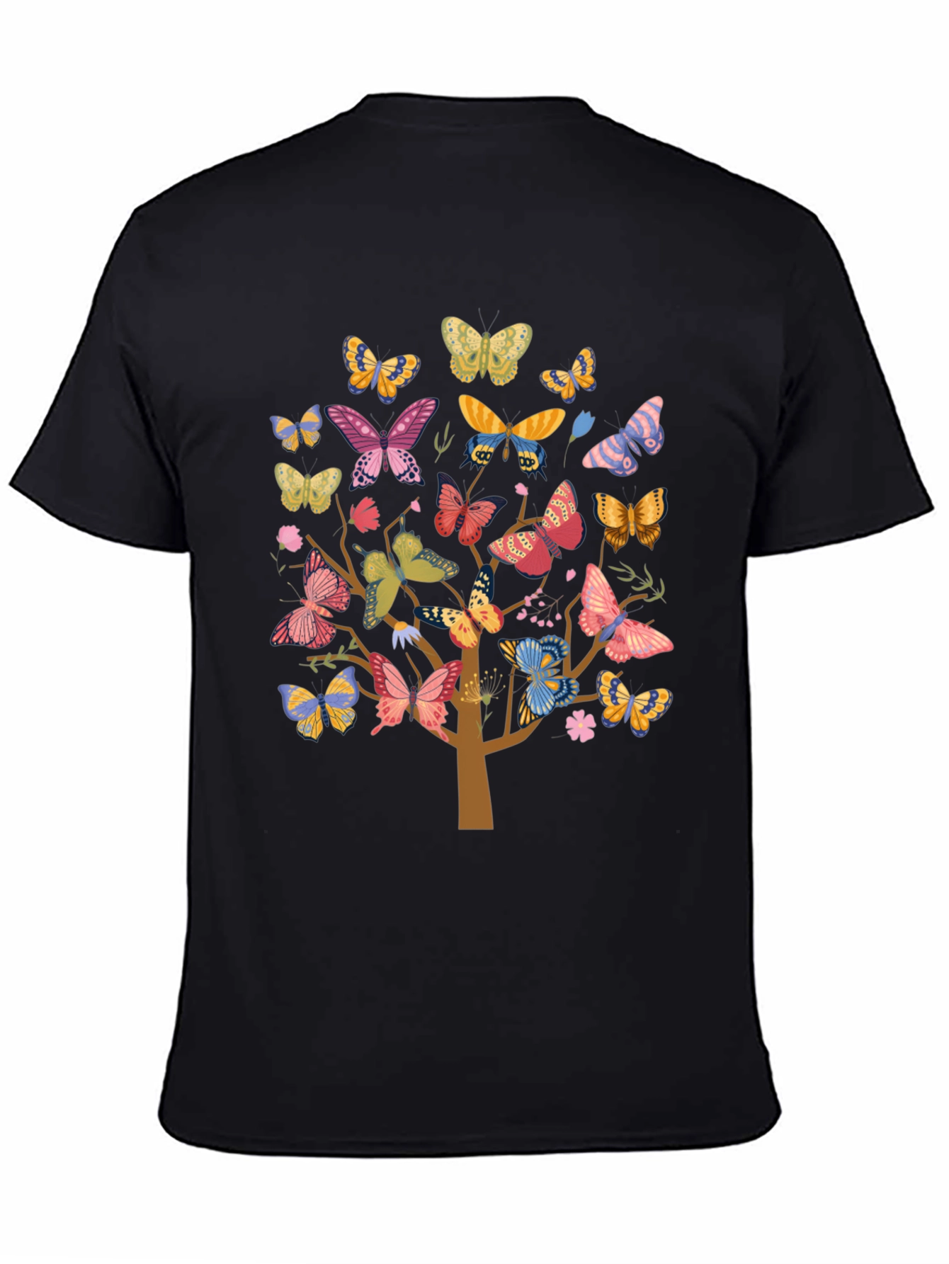 Black Butterfly Tree Graphic Tee - Trendy Unisex Shirt view 4
