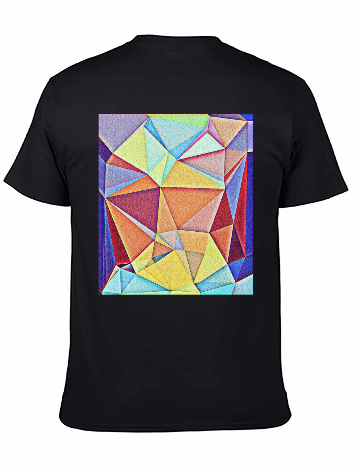 Black Geometric Triangle Art Tee - Modern Abstract Design view 4