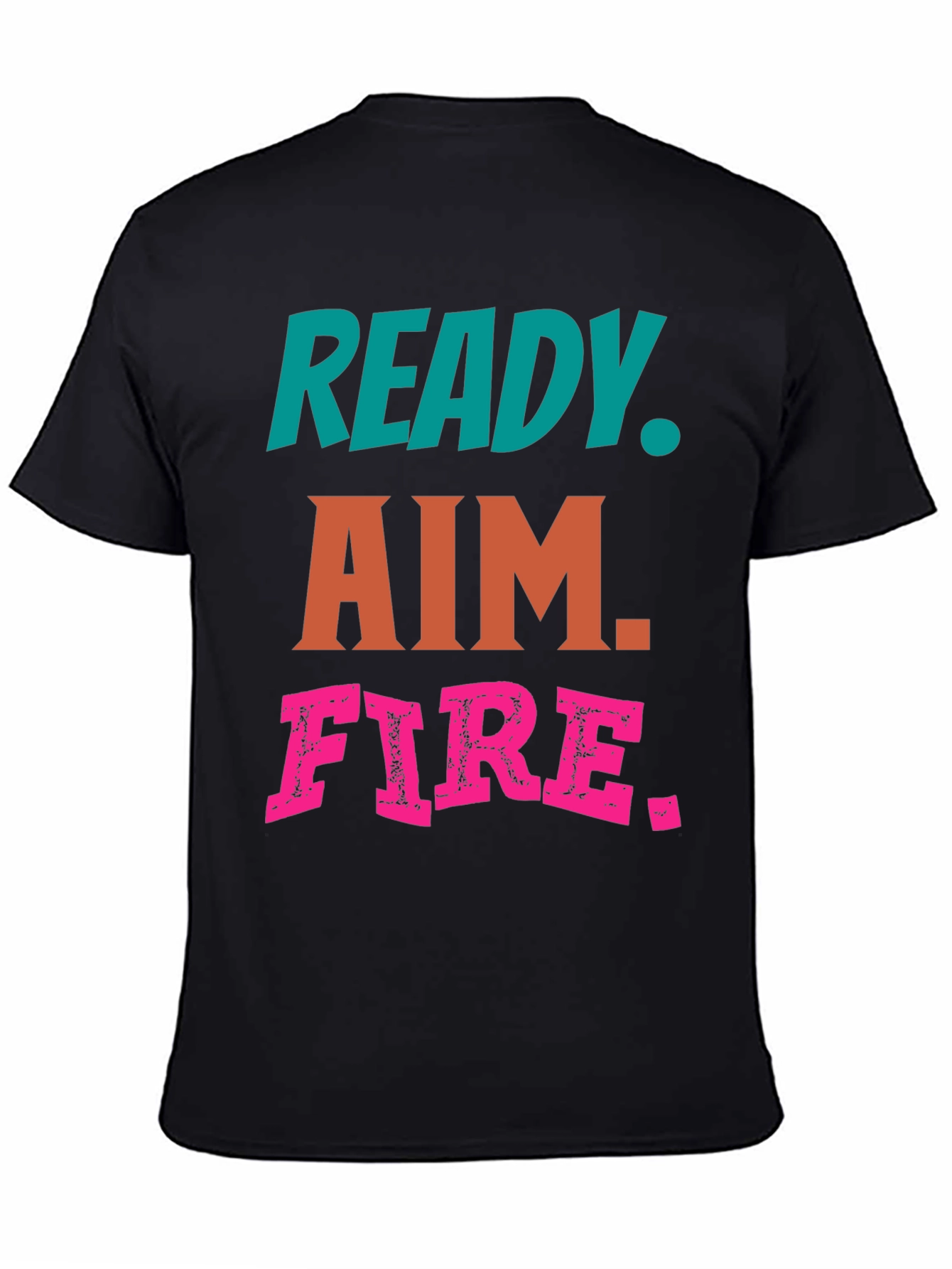 Black Ready Aim Fire Graphic Tee - Black Cotton T-Shirt view 4