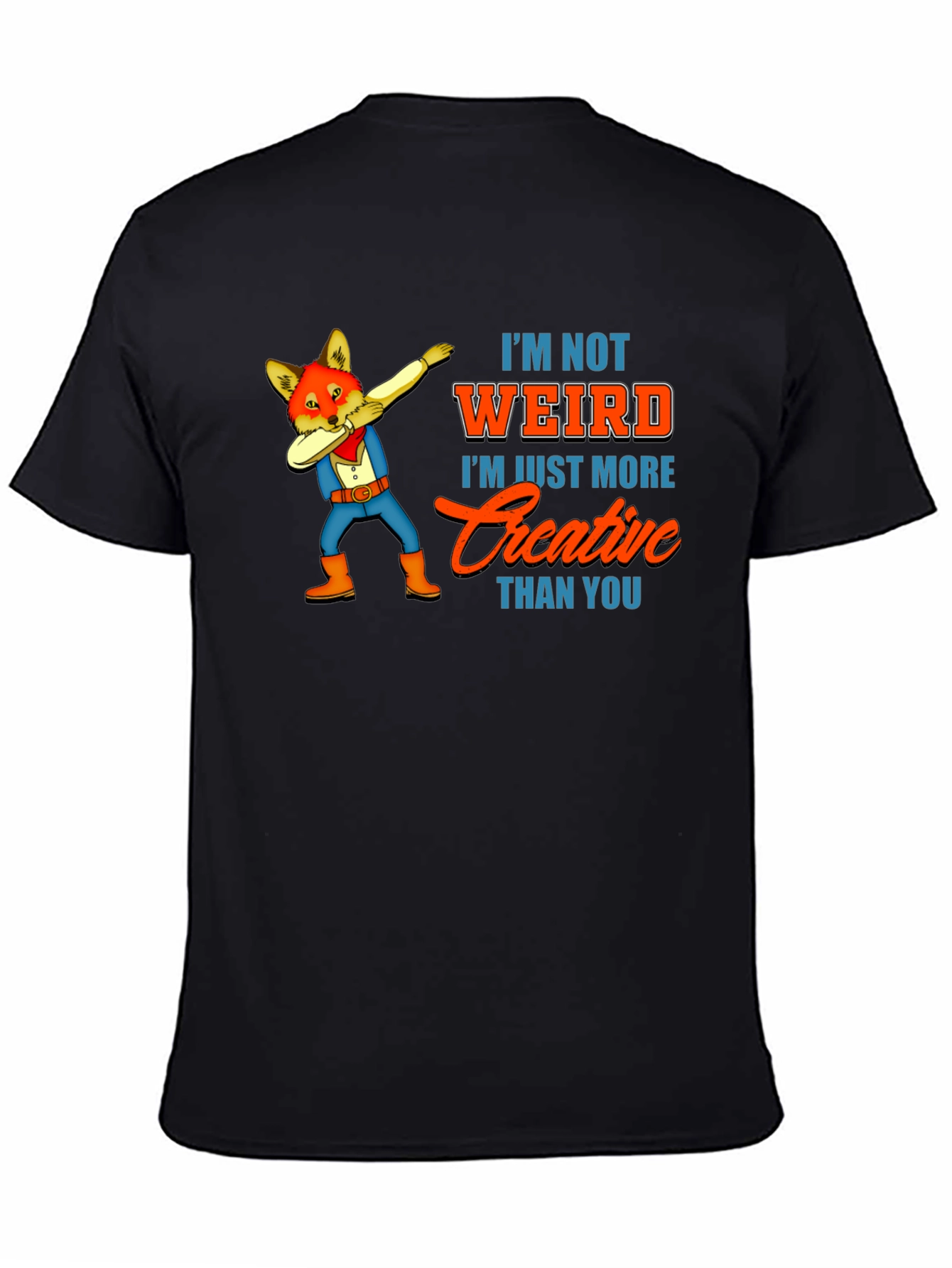 Black Creative Fox Dab T-Shirt - Unique Funny Tee view 4
