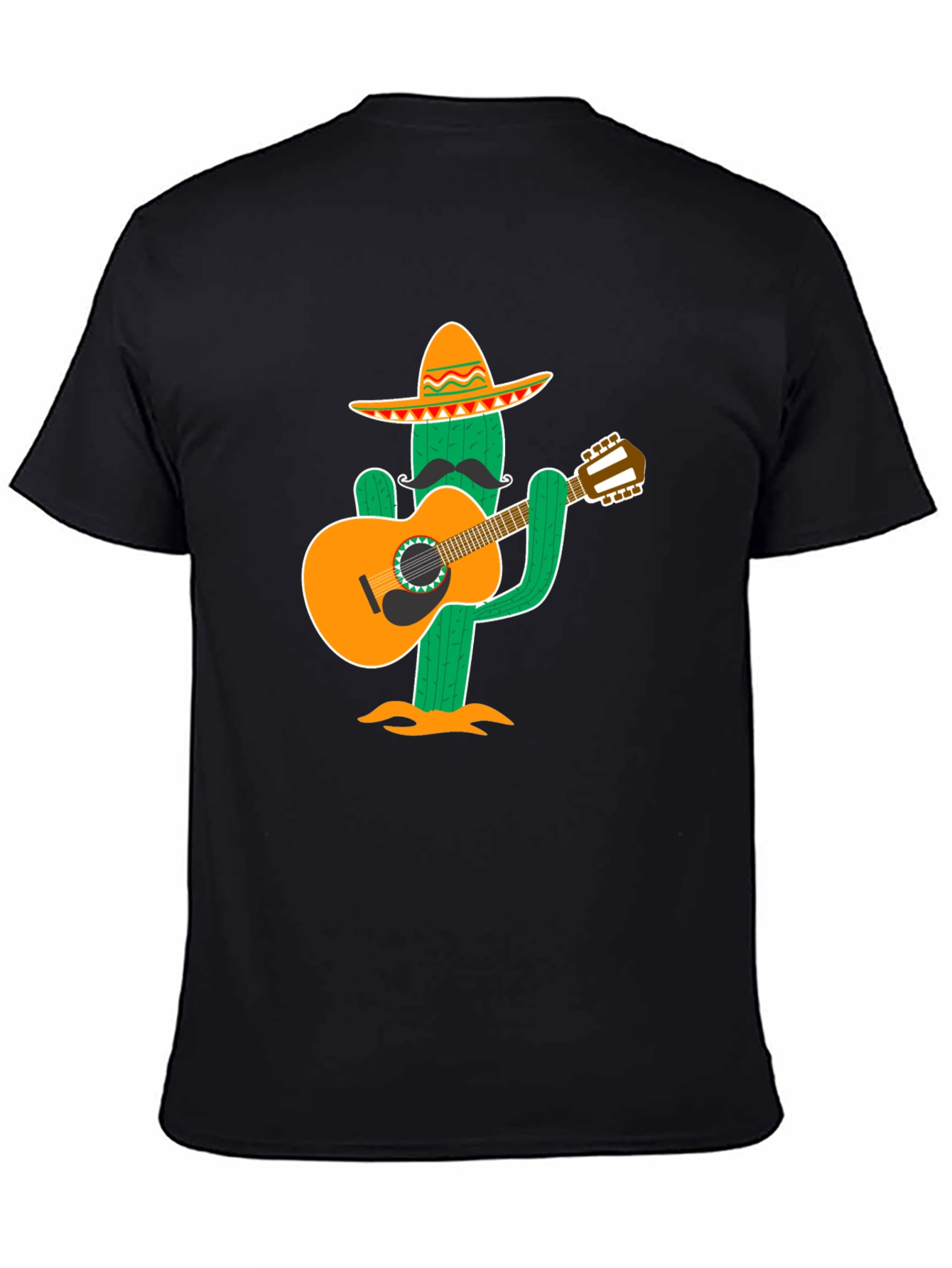 Black Cactus Musician T-Shirt - Cool Graphic Tee view 4