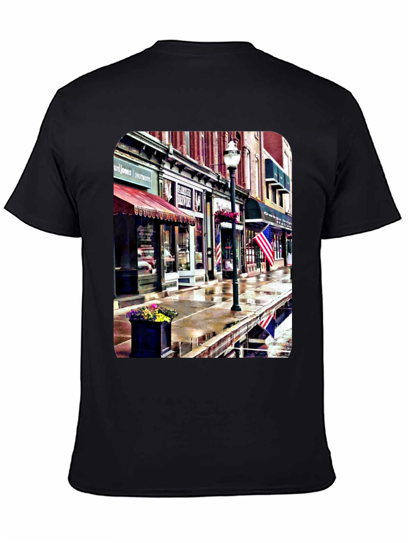 Black Downtown Street View Graphic T-Shirt view 4