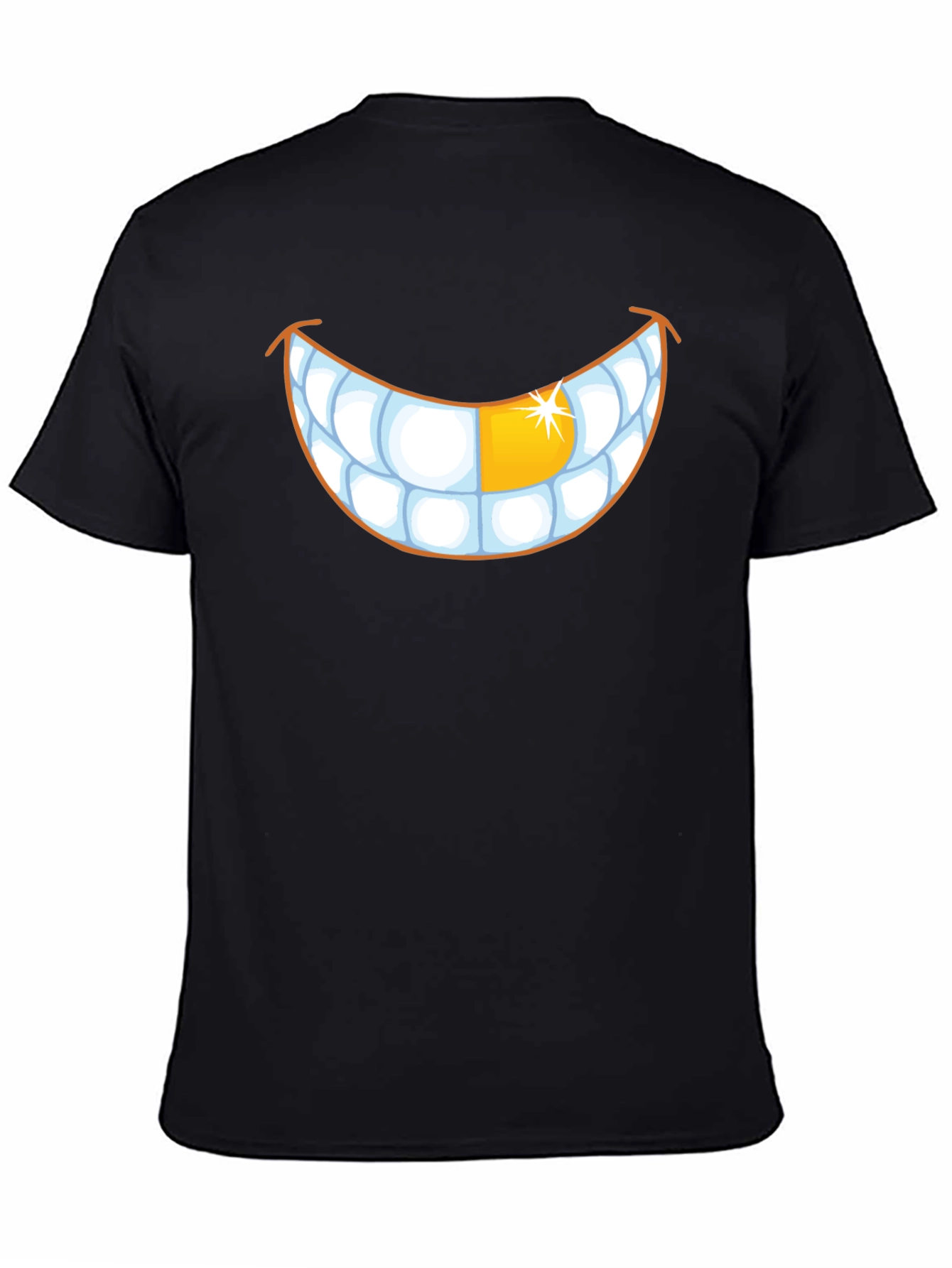 Black Grinning Teeth Graphic Tee - Gold Tooth view 4