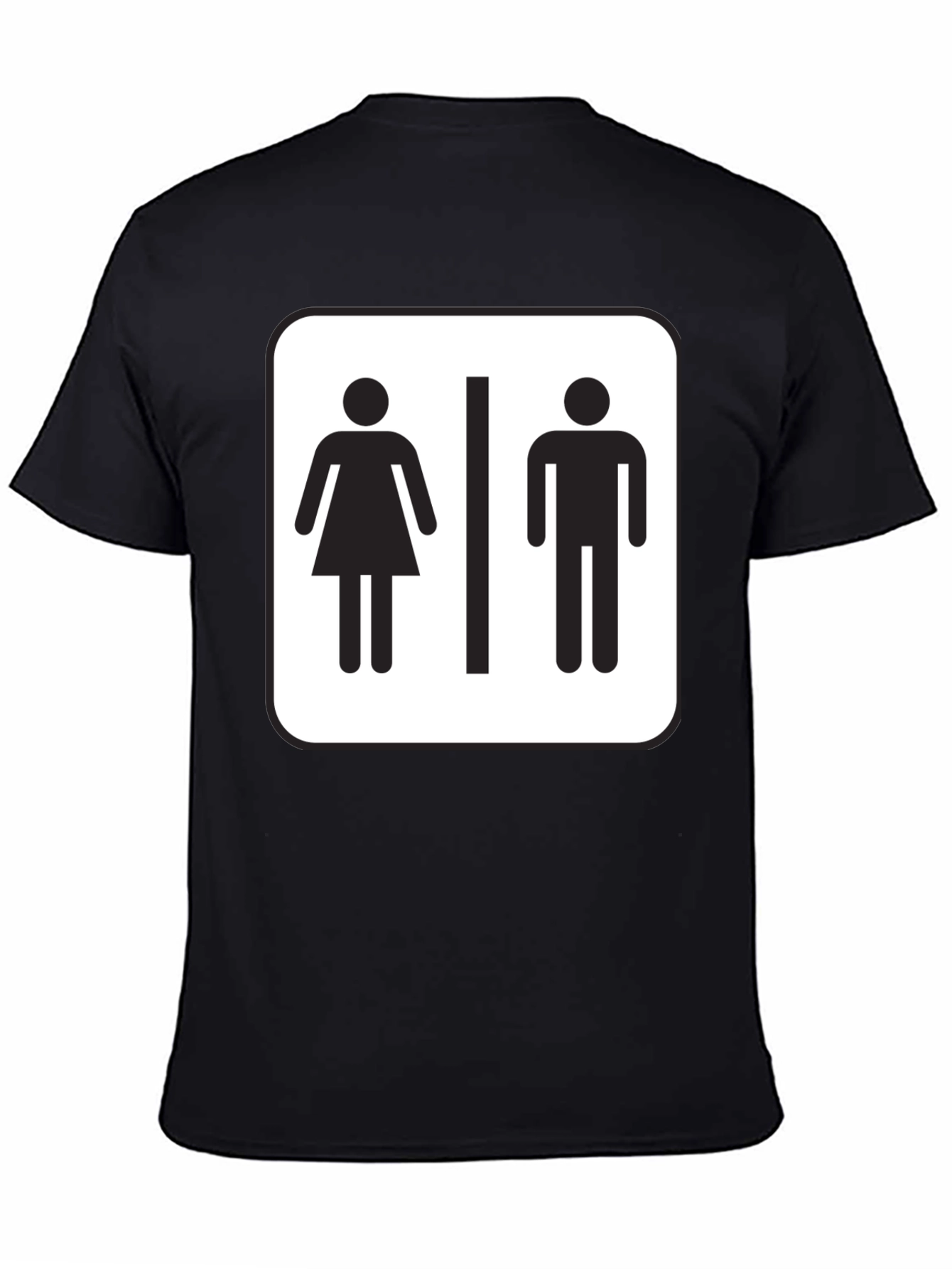 Black Unisex Restroom Sign Graphic Tee - Black Cotton Blend view 4