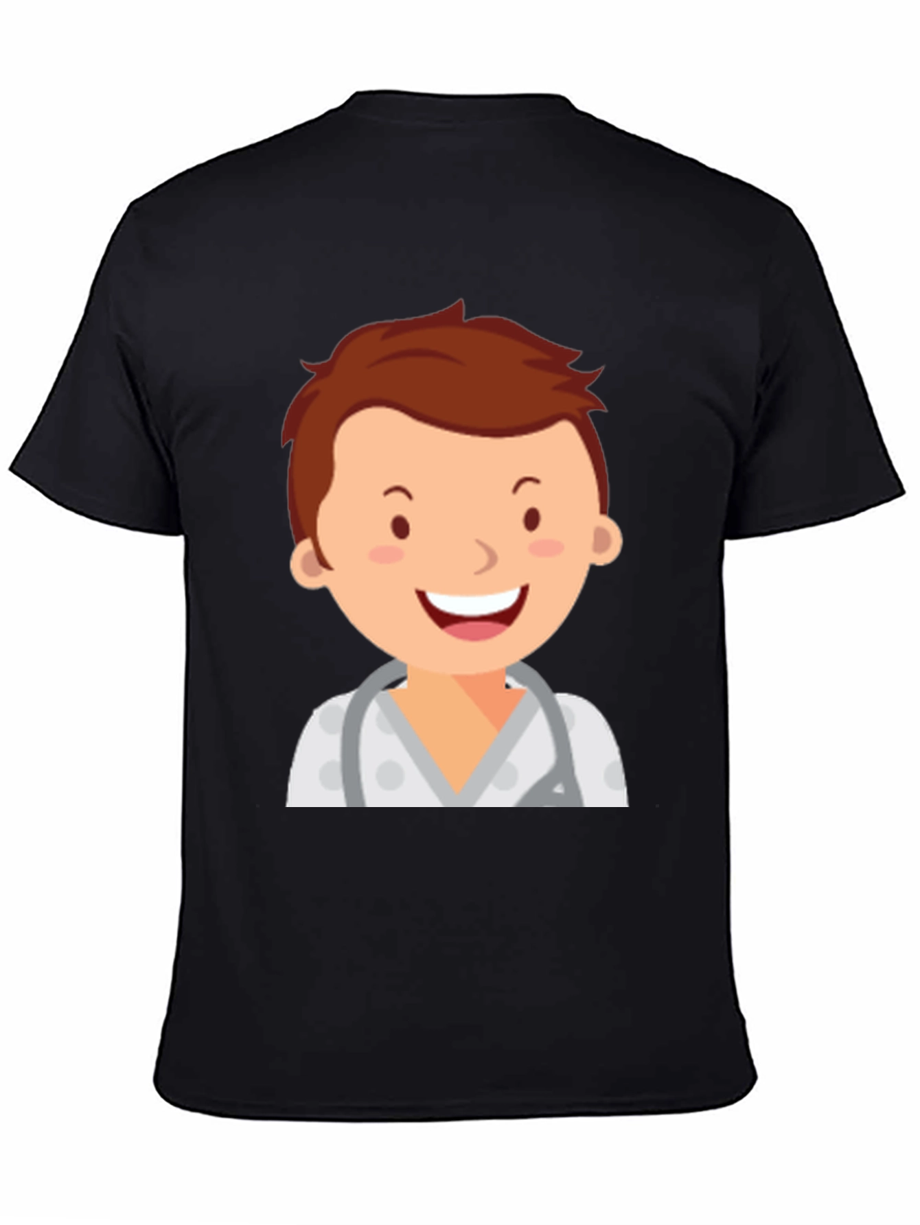 Black Cartoon Doctor Graphic T-Shirt - Black view 4