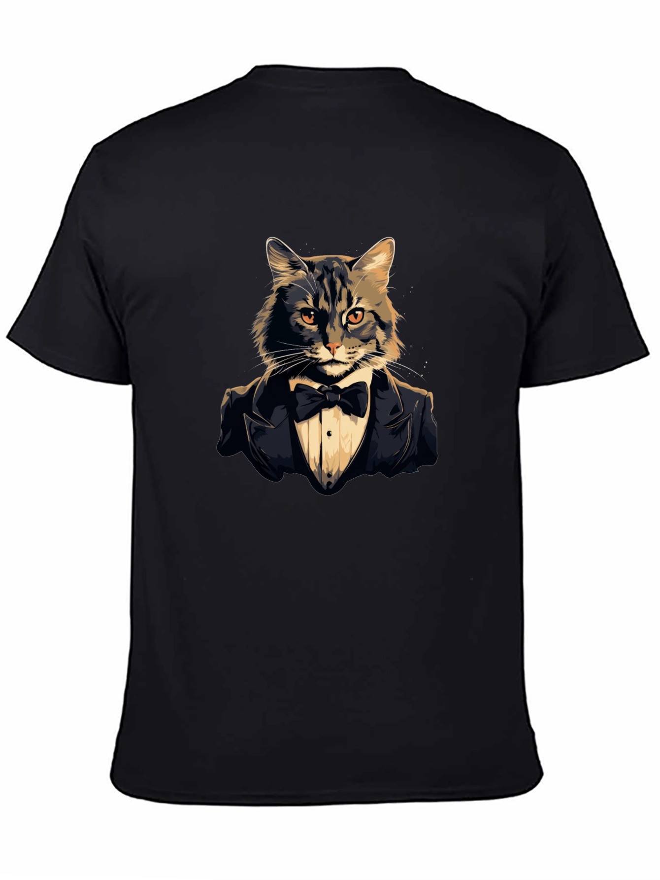 Black Dapper Cat Tuxedo T-Shirt - Cool Feline Formal Wear Tee view 4