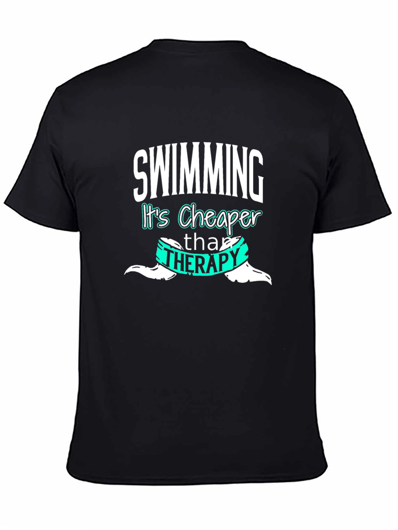 Black Swimming Cheaper Than Therapy Graphic Tee view 4