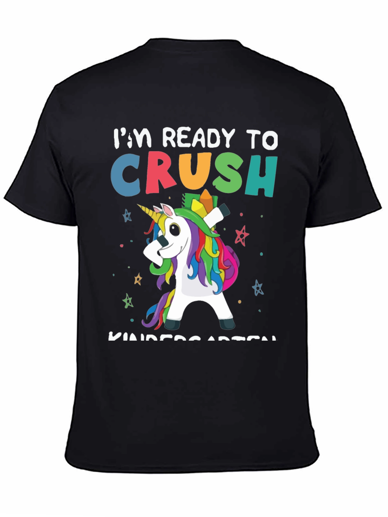 Black Ready to Crush Kindergarten Unicorn T-Shirt view 4
