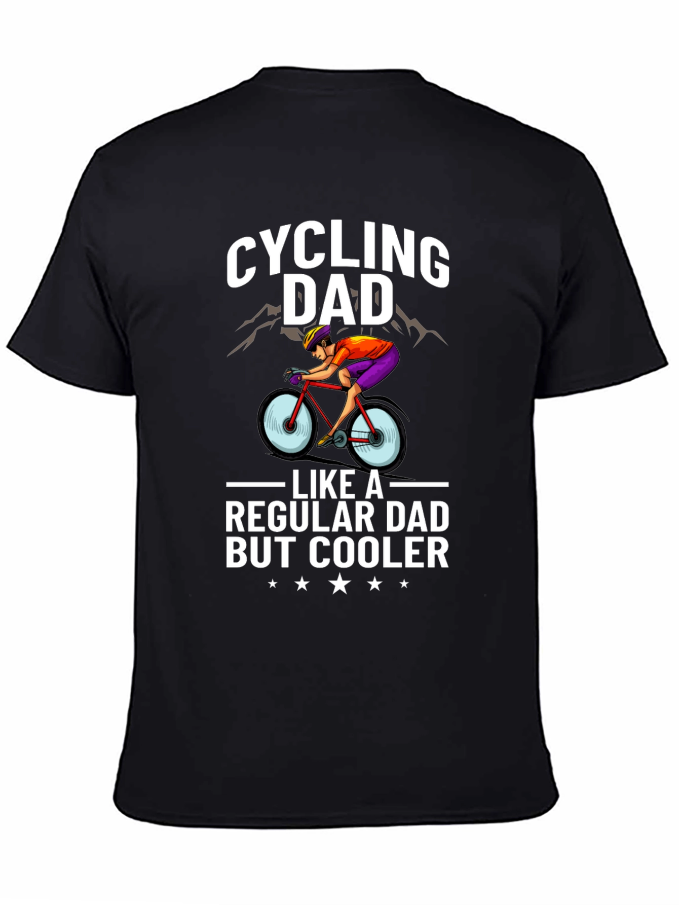 Black Cycling Dad T-Shirt - Cool Dad Style! view 4