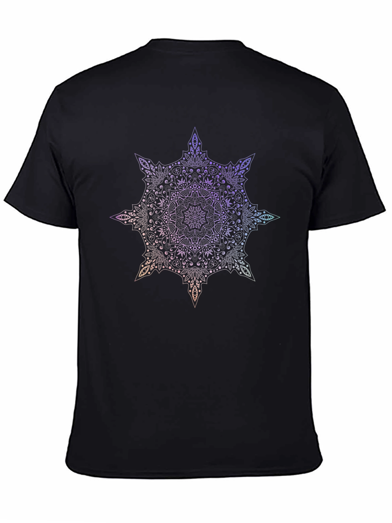 Mandala Print Black T-Shirt - 4