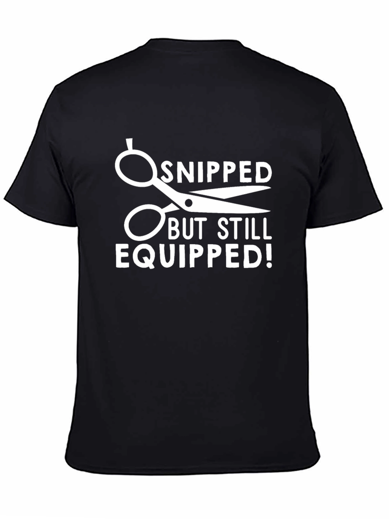 Black Snipped But Still Equipped Black Graphic T-Shirt view 4