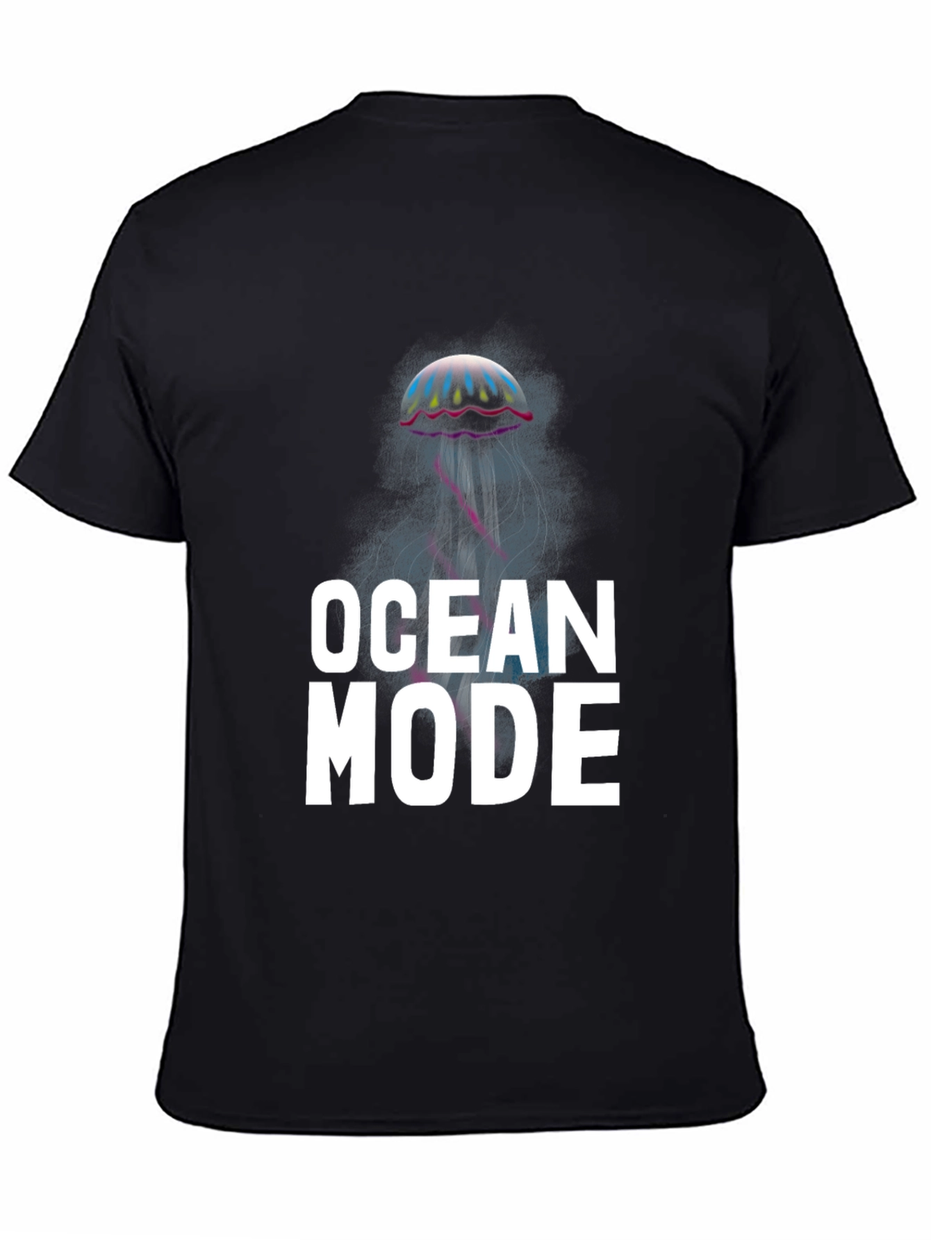 Black Ocean Mode Graphic Tee - Unique Jellyfish Design view 4