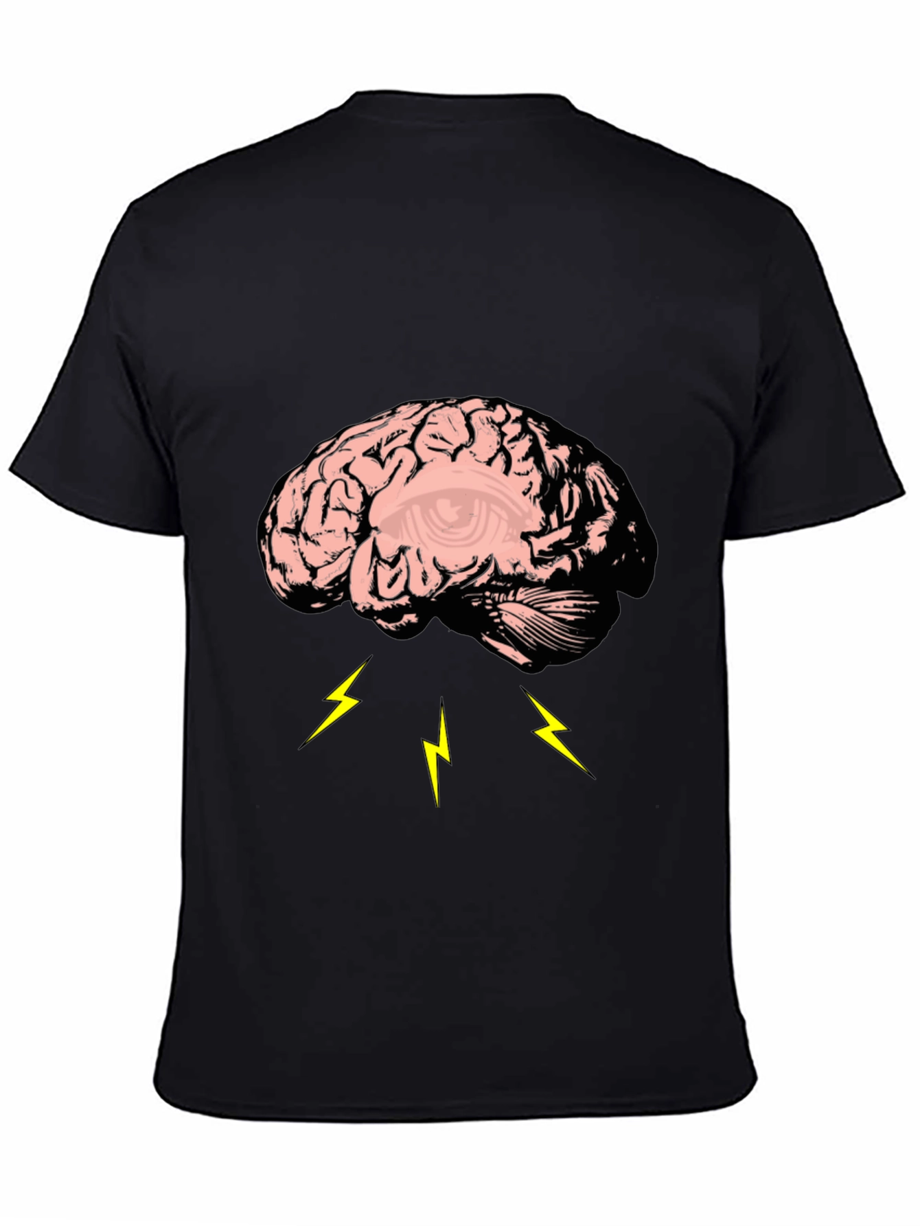 Brain Lightning Graphic Tee - Black Cotton T-Shirt - 4