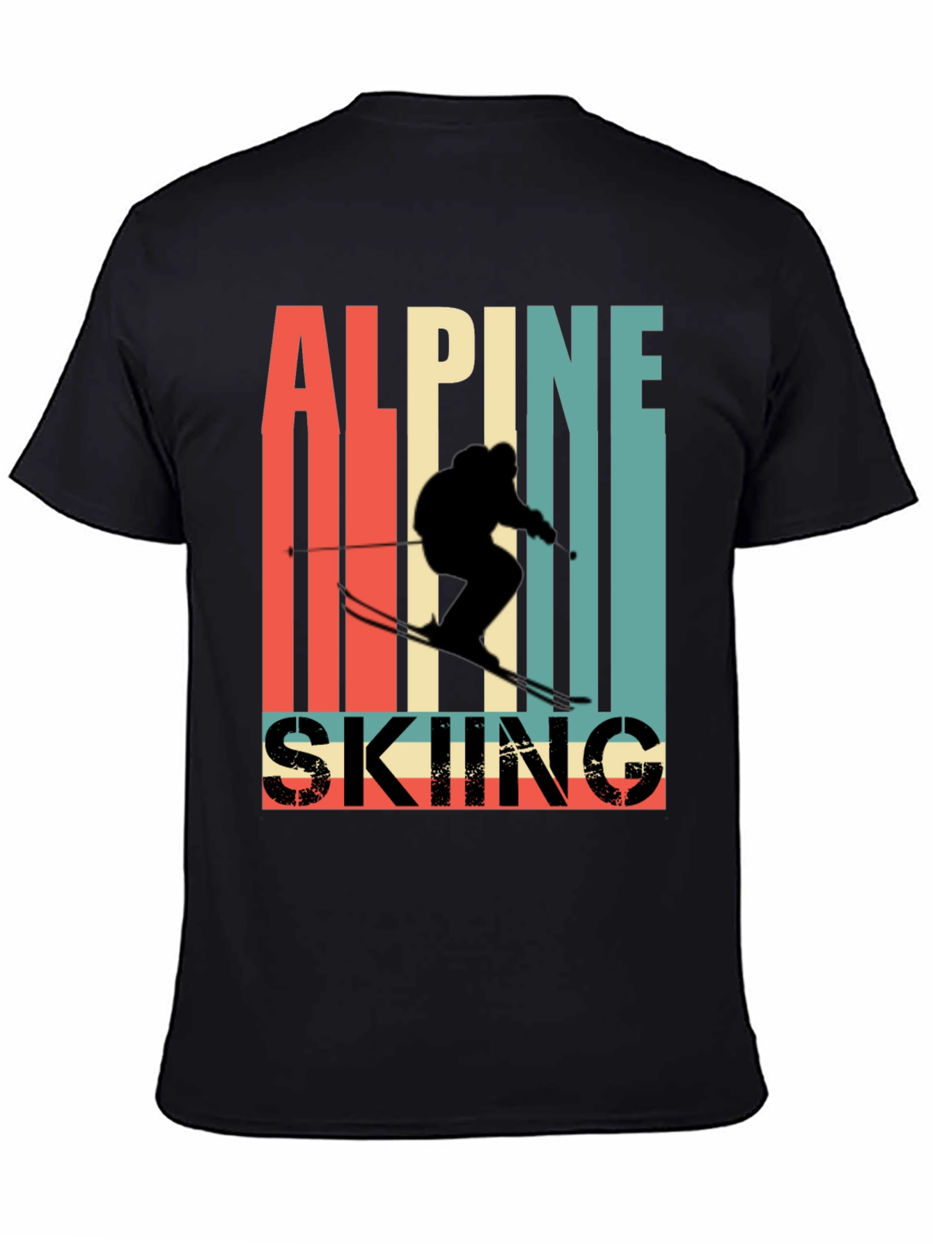 Black Alpine Skiing Retro T-Shirt view 4