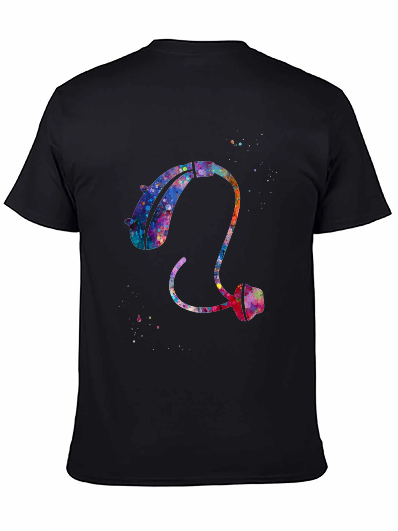 Black Watercolor Hearing Aid Tee - Black view 4