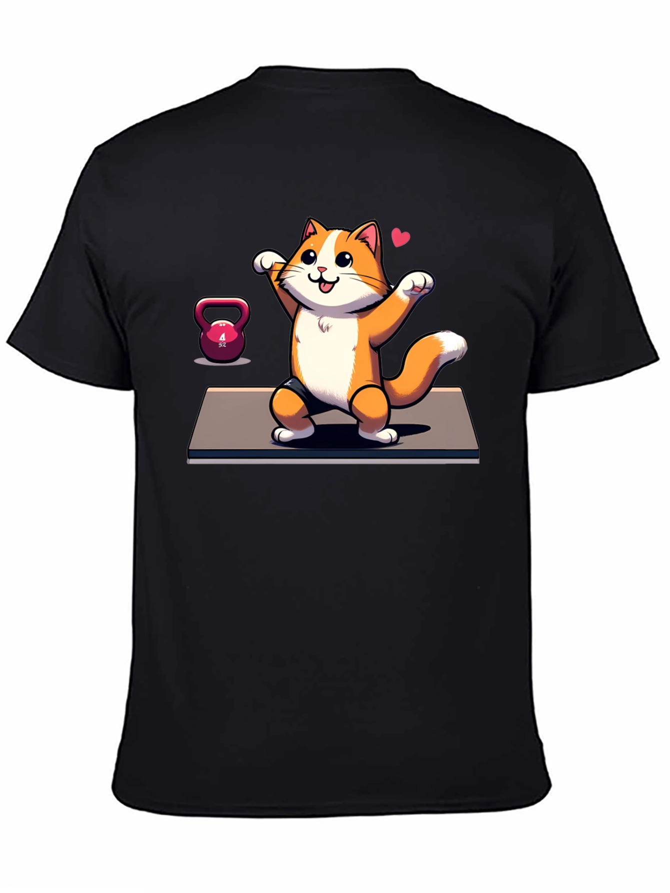 Black Funny Cat Gym T-Shirt view 4