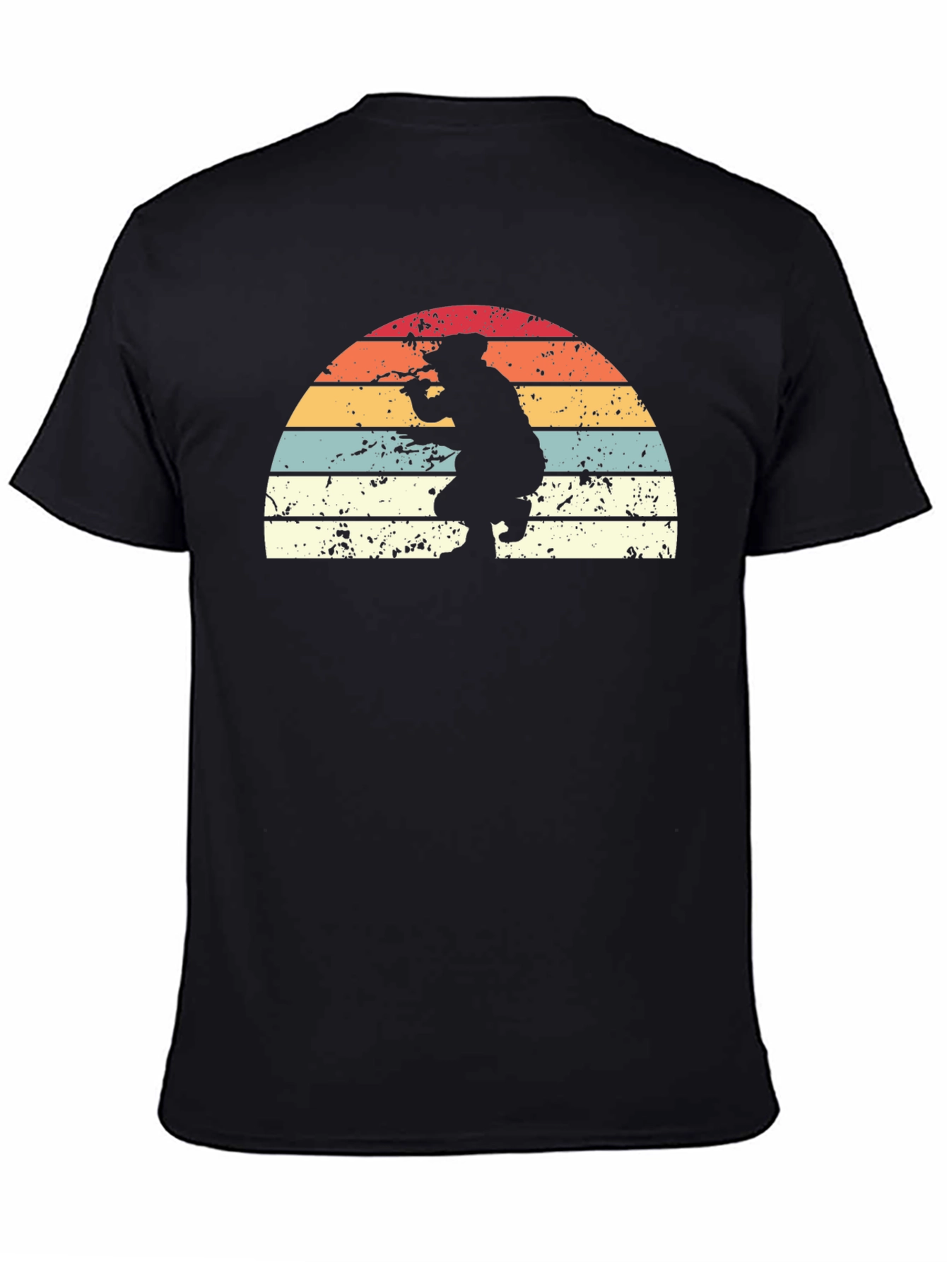 Black Retro Sunset Silhouette Graphic Tee - Black view 4