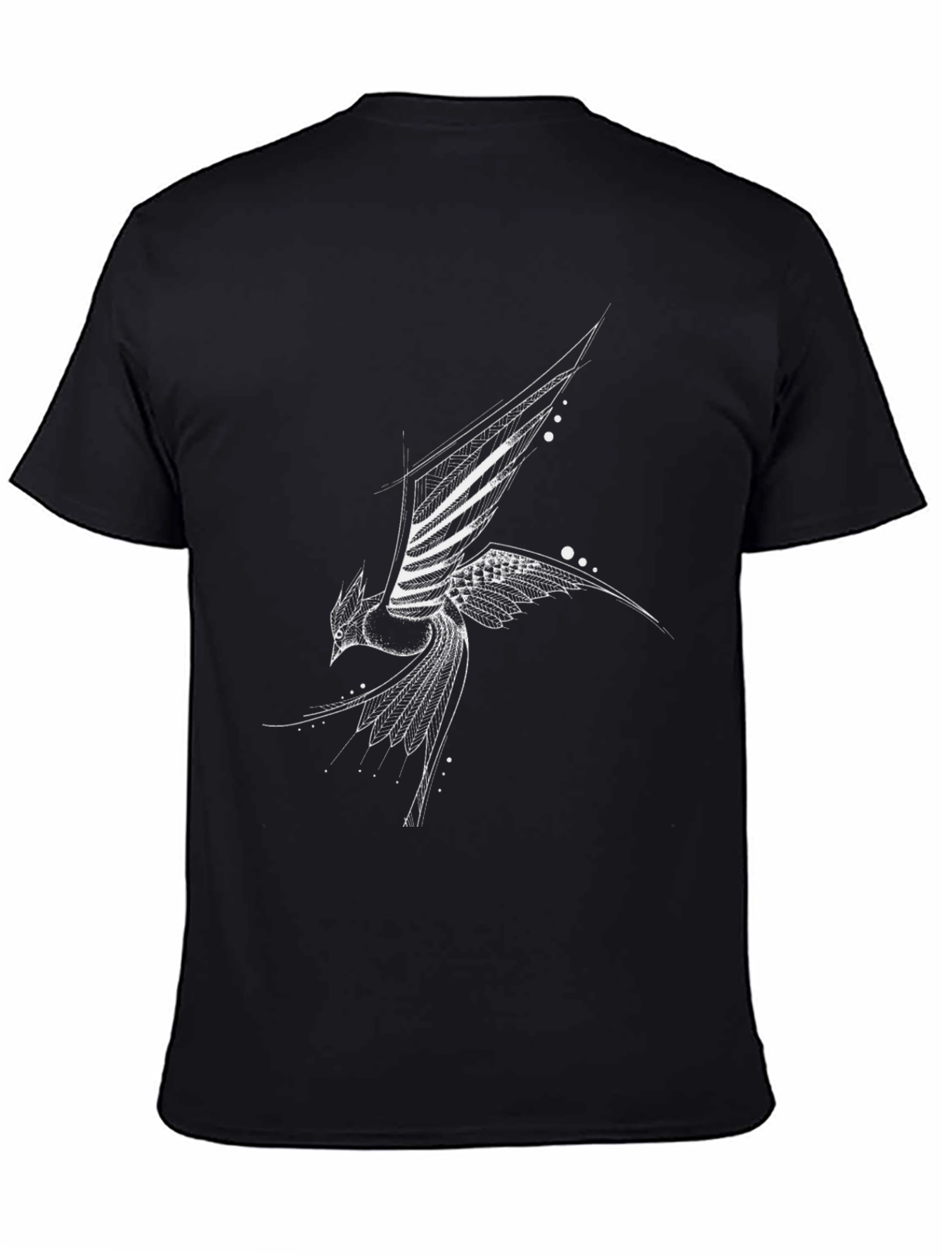 Black Abstract Bird Black T-Shirt view 4