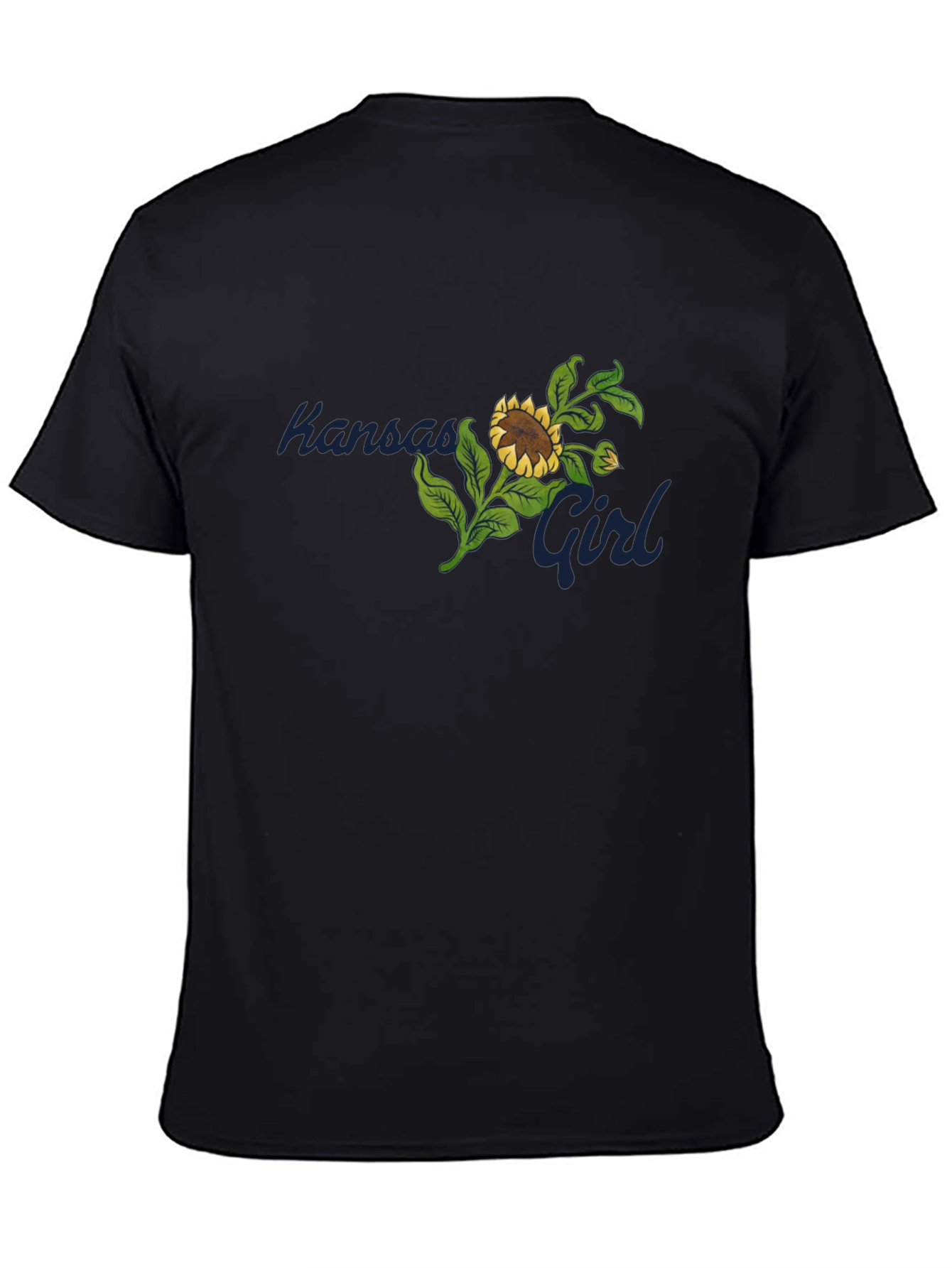 Black Kansas Girl Sunflower Graphic Black T-Shirt view 4