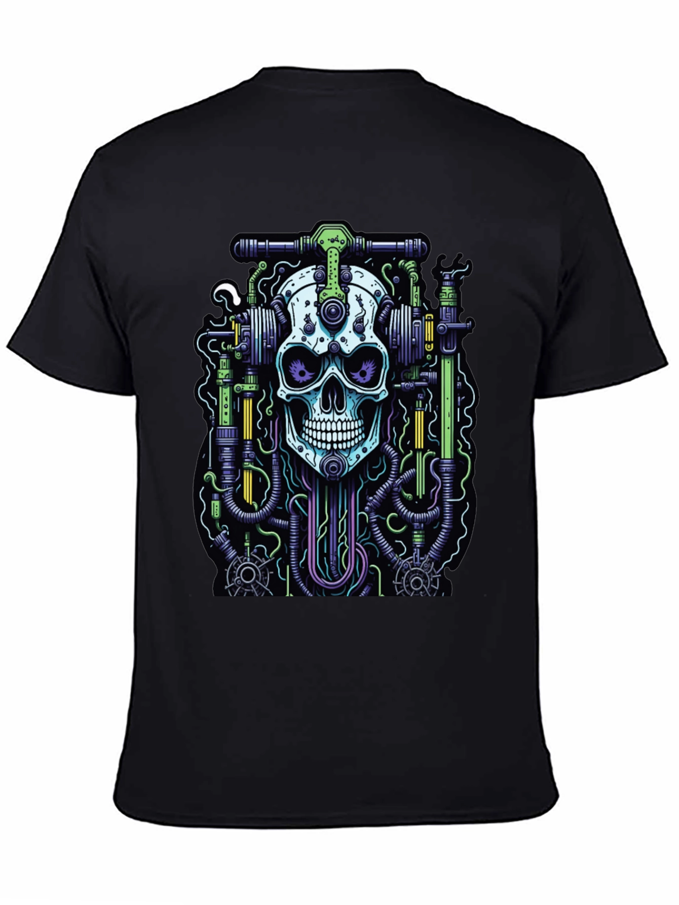 Black Skull Mechanic Graphic T-Shirt view 4