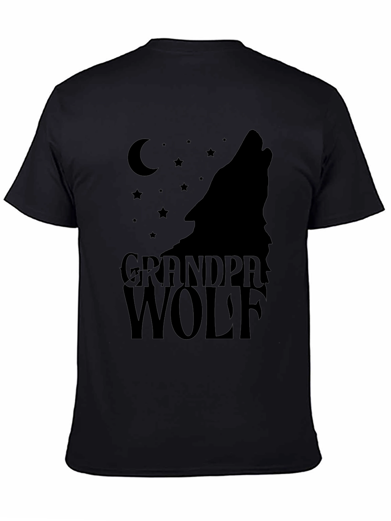 Black Grandpa Wolf T-Shirt - Men's Black Graphic Tee view 4