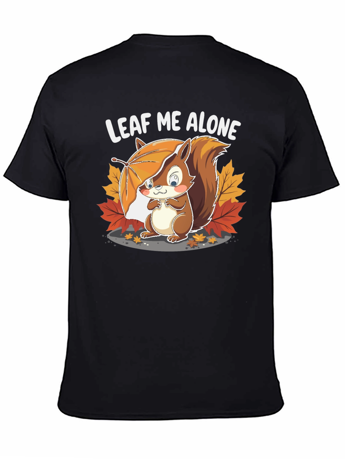 Black Leaf Me Alone Squirrel Graphic Tee - Unisex view 4