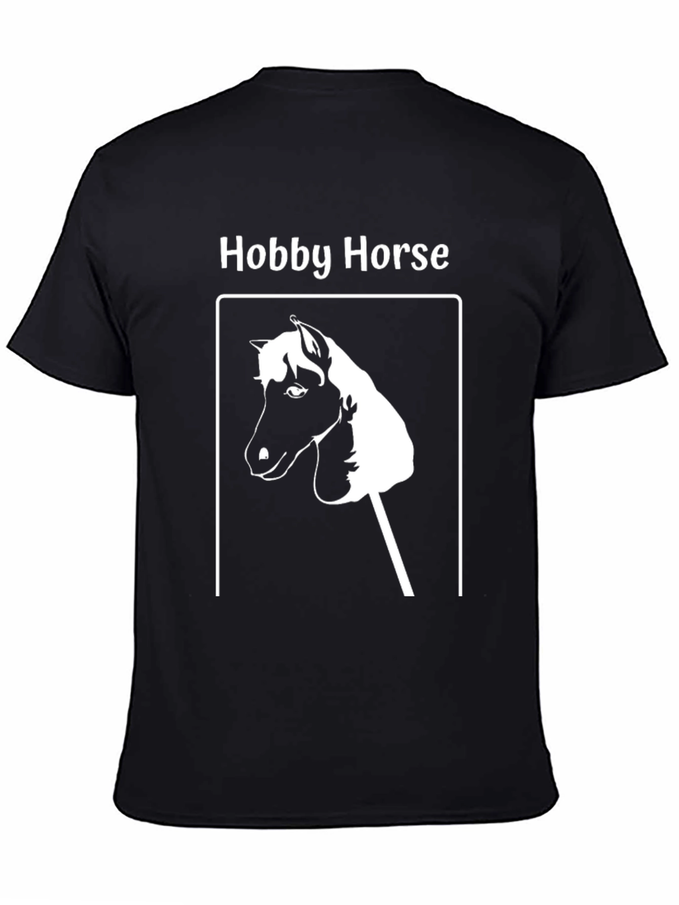Black Hobby Horse Graphic Tee - Novelty Unisex T-Shirt view 4