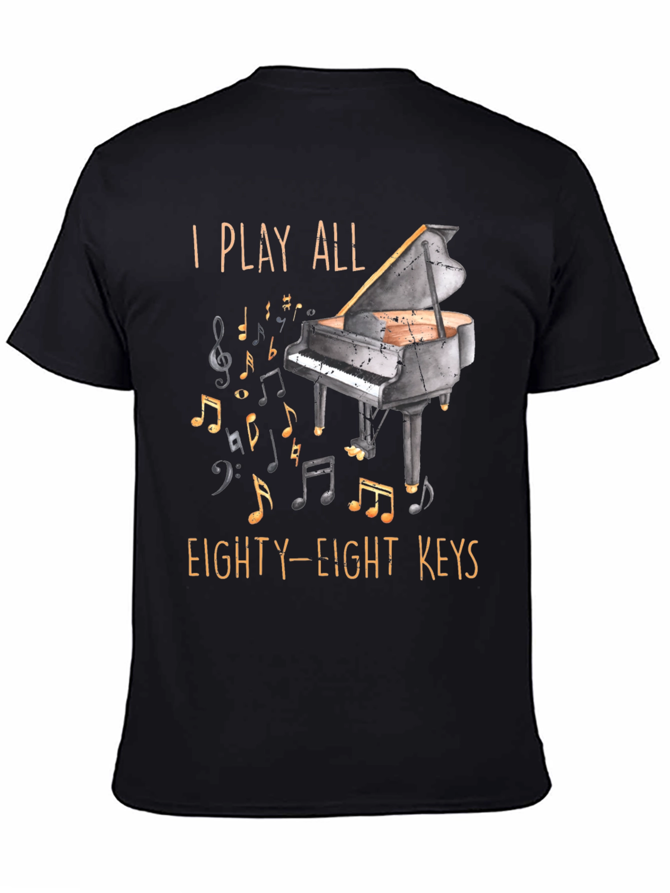 Black Piano Player Graphic T-Shirt - 88 Keys view 4