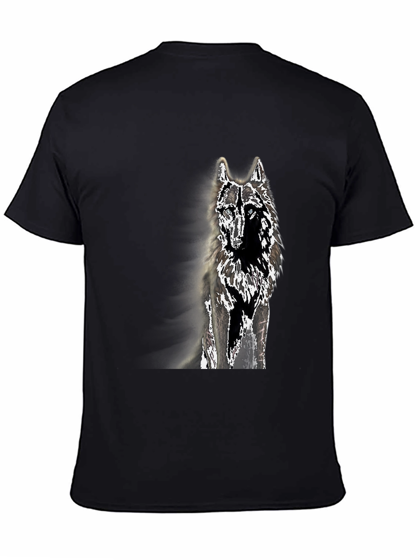 Black Wolf Graphic Tee - Black Cotton Blend T-Shirt view 4