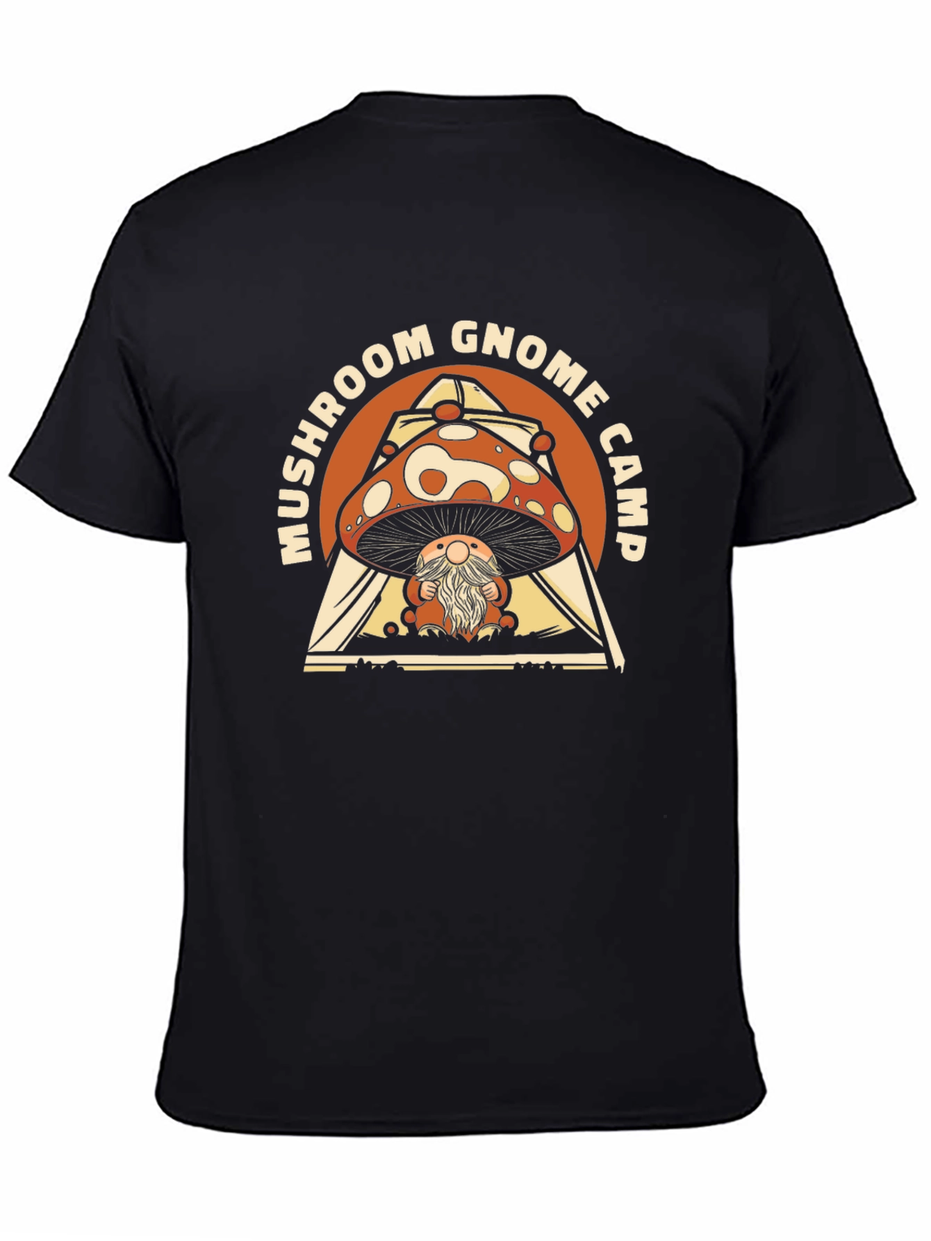 Black Mushroom Gnome Camp Black Graphic Tee view 4