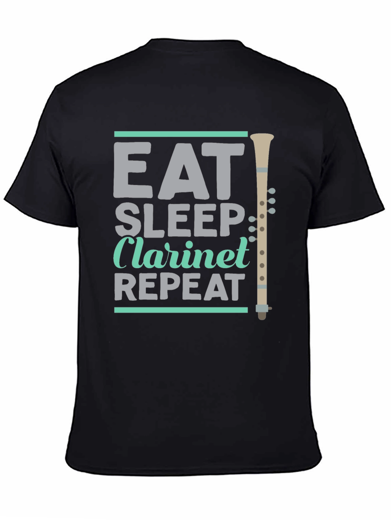 Black Eat Sleep Clarinet Repeat T-Shirt - Musician Gift view 4