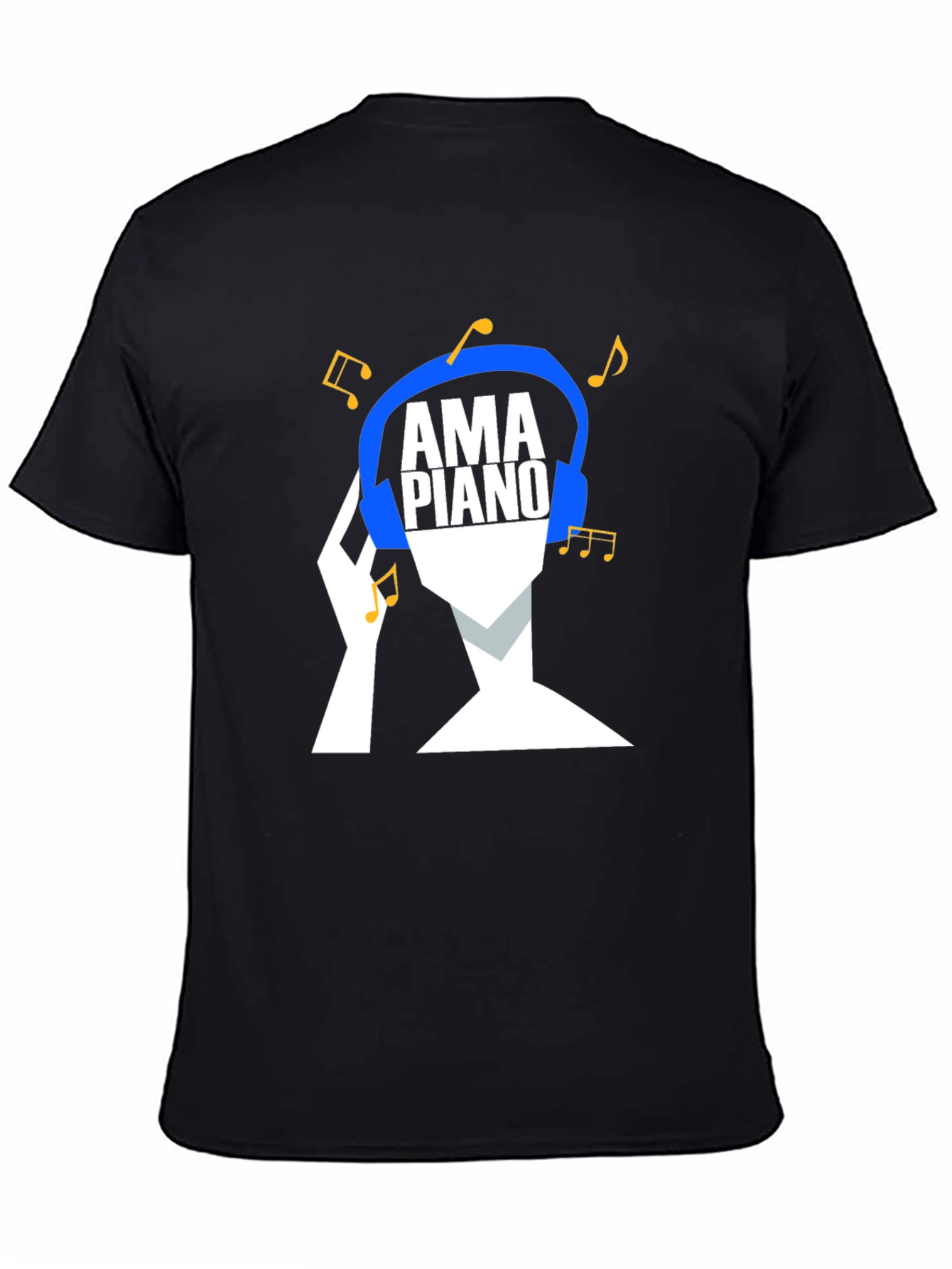 Black AmPiano Music Lover Tee - Black Cotton Graphic T-Shirt view 4