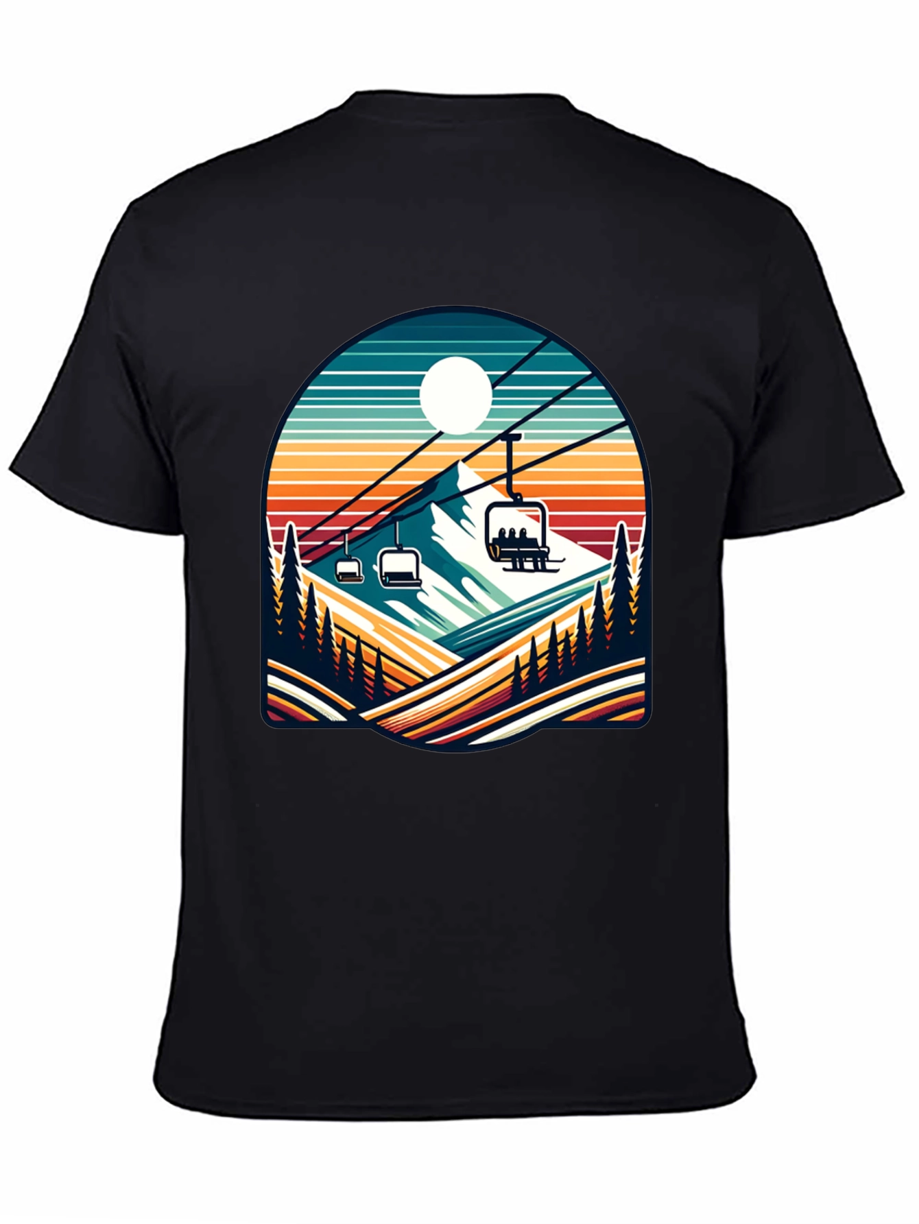 Retro Ski Lift T-Shirt | Mountain Scene Tee - 4