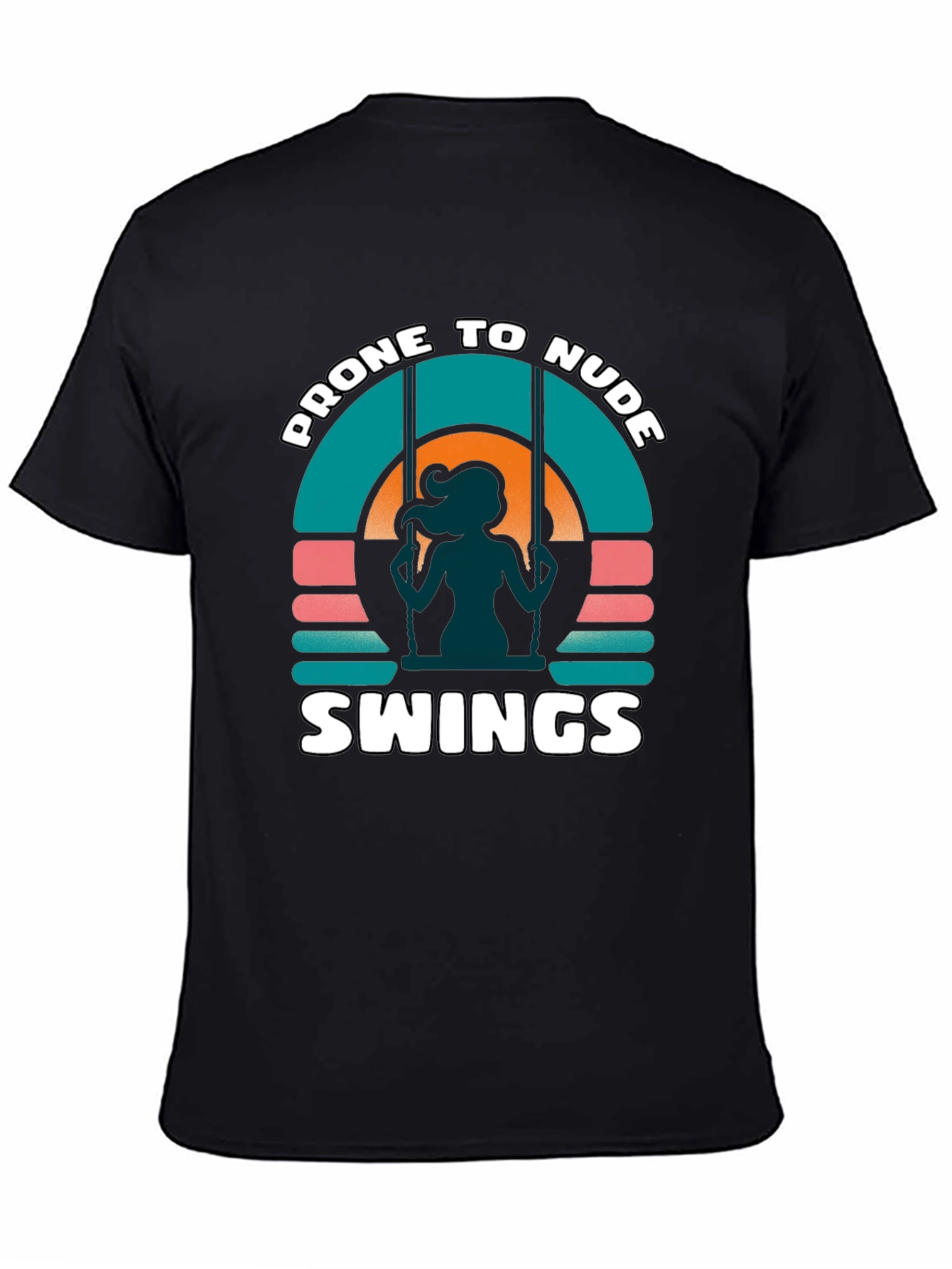 Black Prone To Nude Swings Graphic Tee view 4
