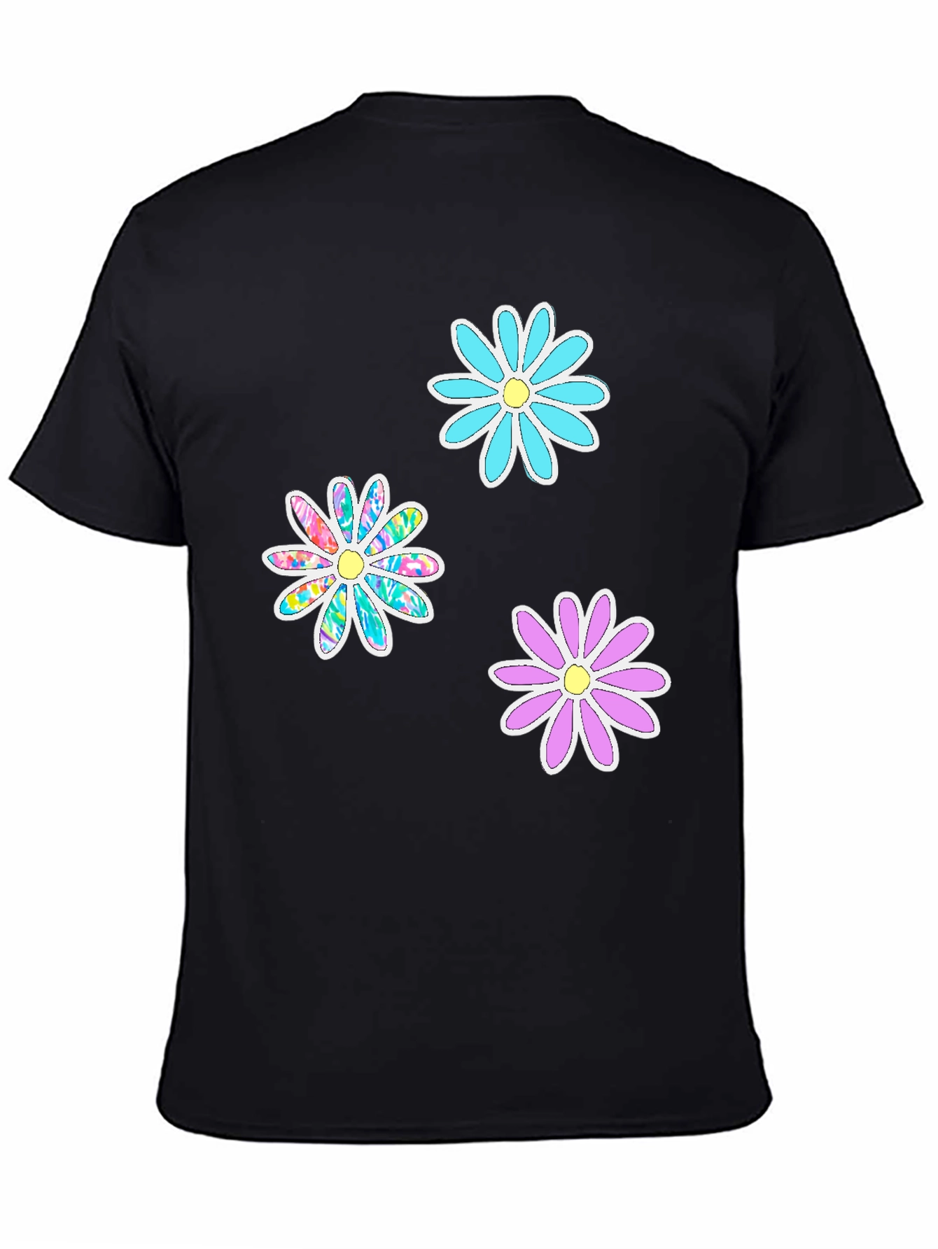 Black Floral Print Black T-Shirt view 4