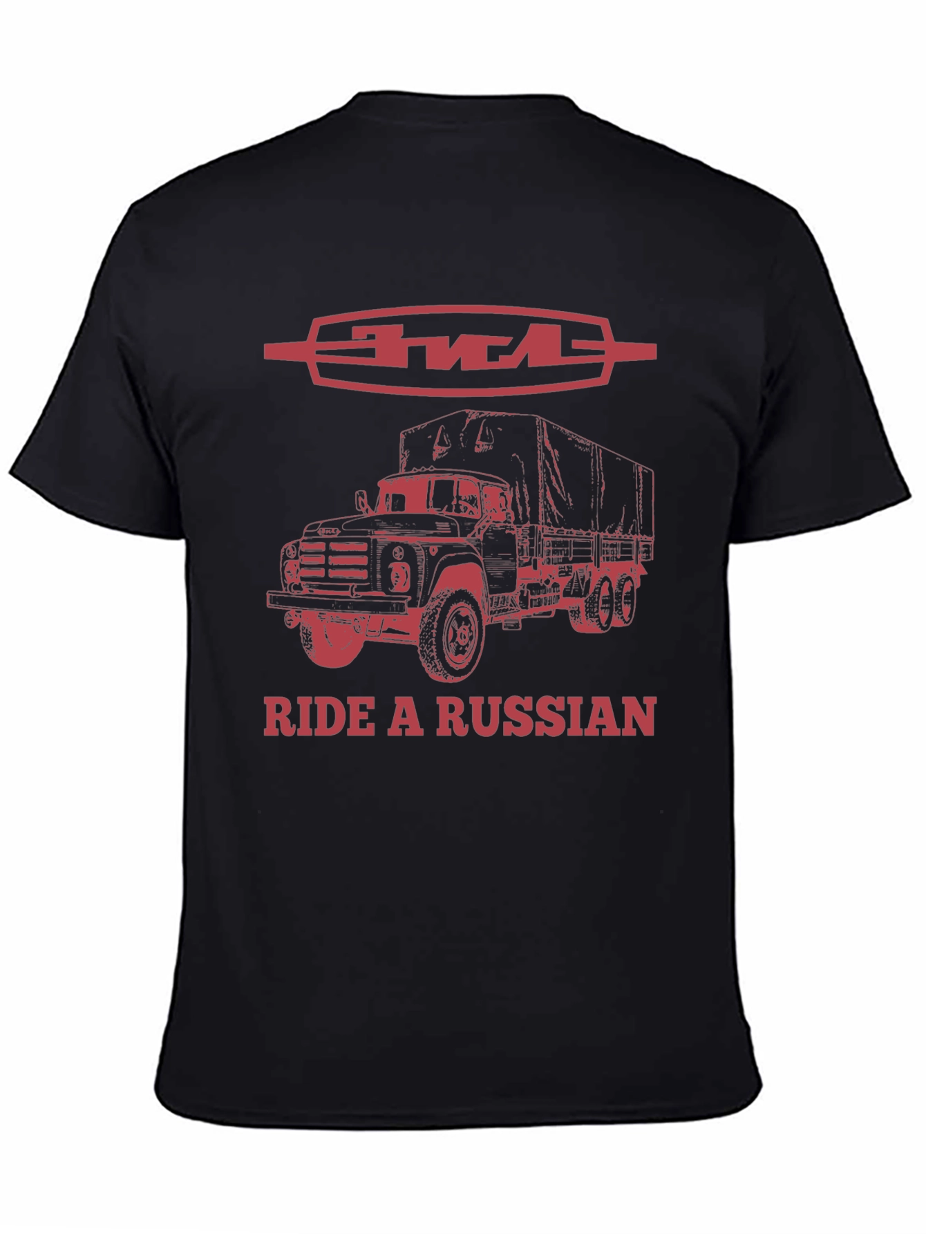 Black Ride a Russian Truck T-Shirt - Classic Design view 4