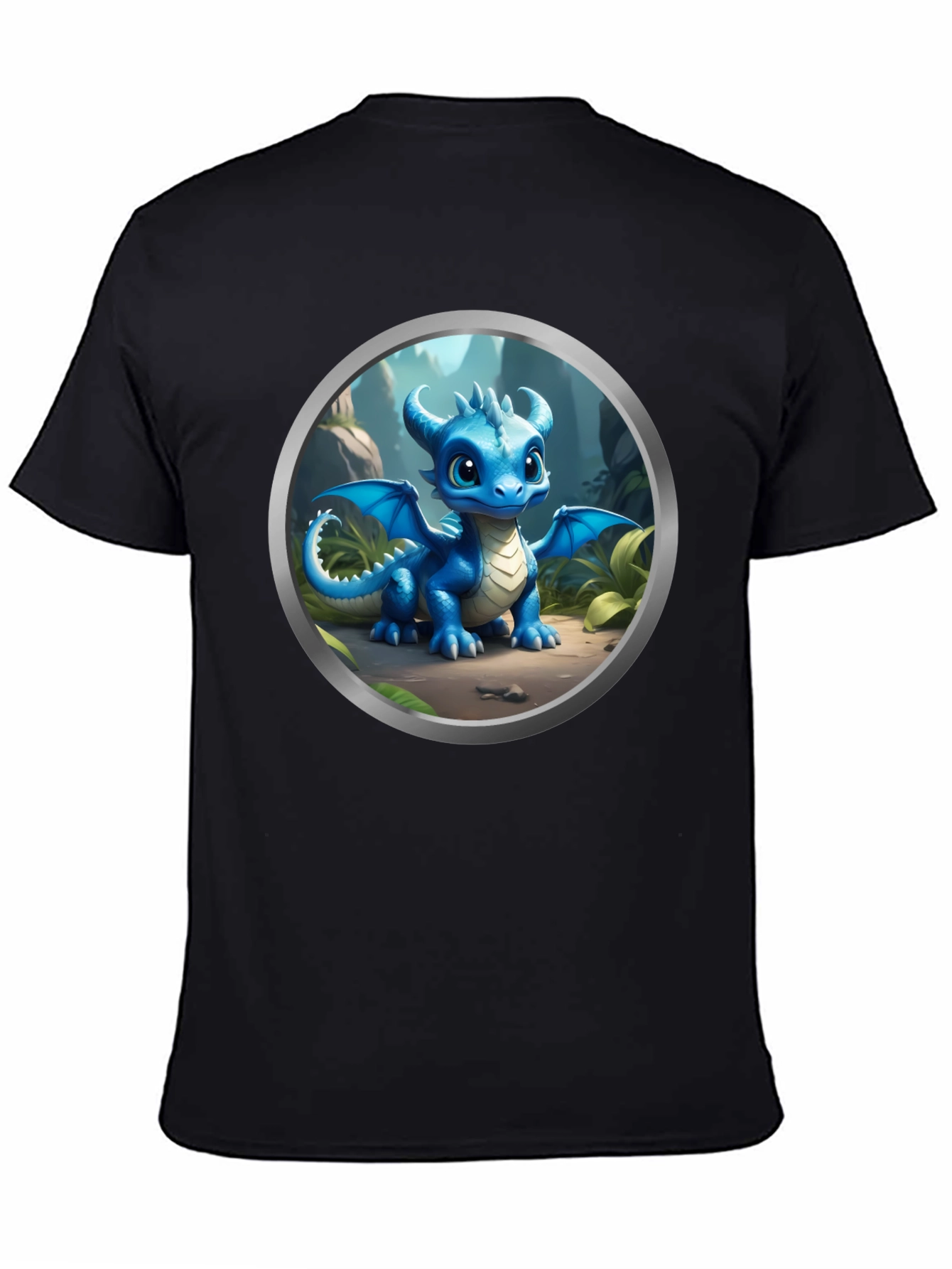 Black Cute Dragon Graphic Tee view 4