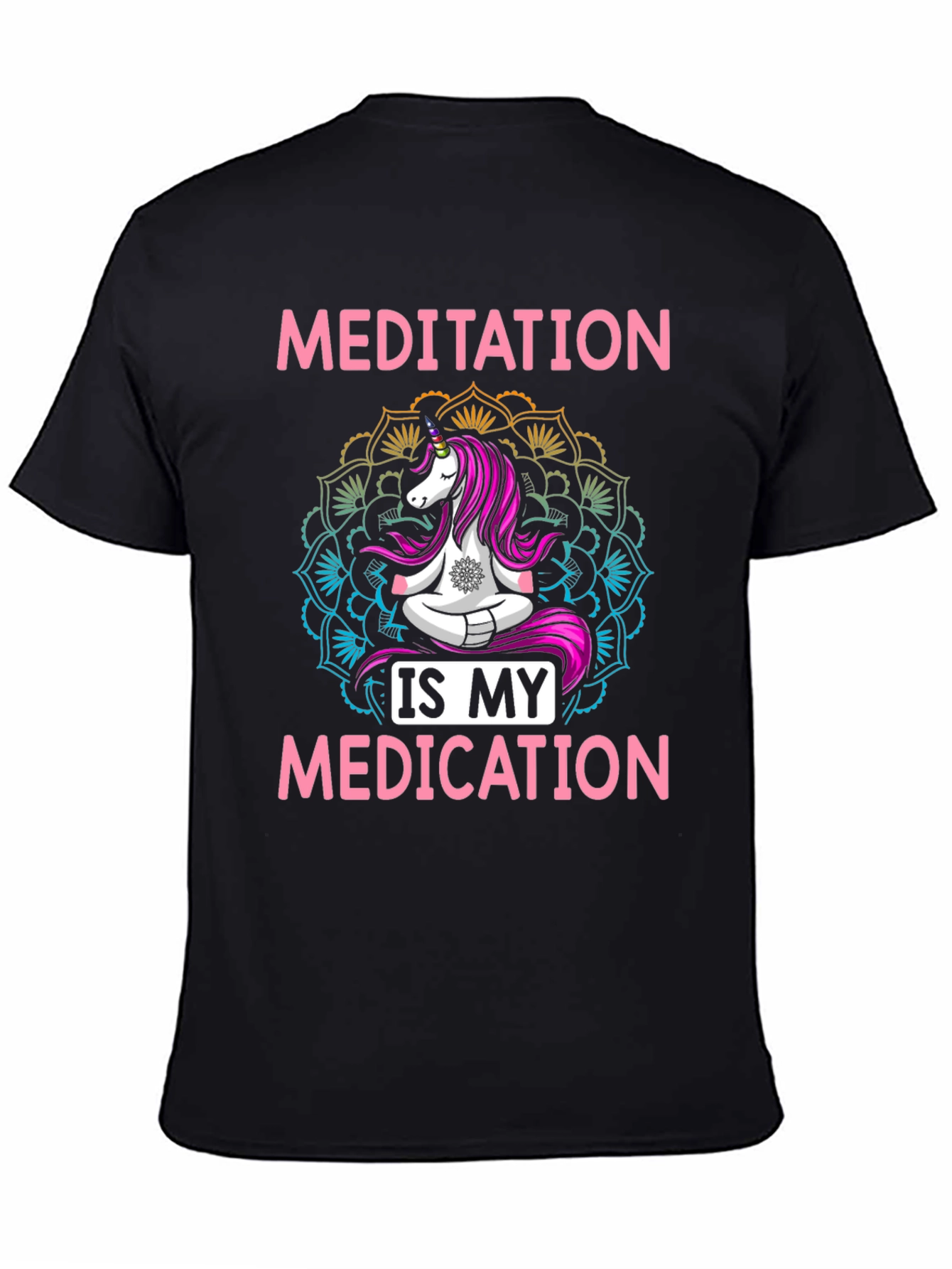 Black Meditation is My Medication Unicorn T-Shirt view 4
