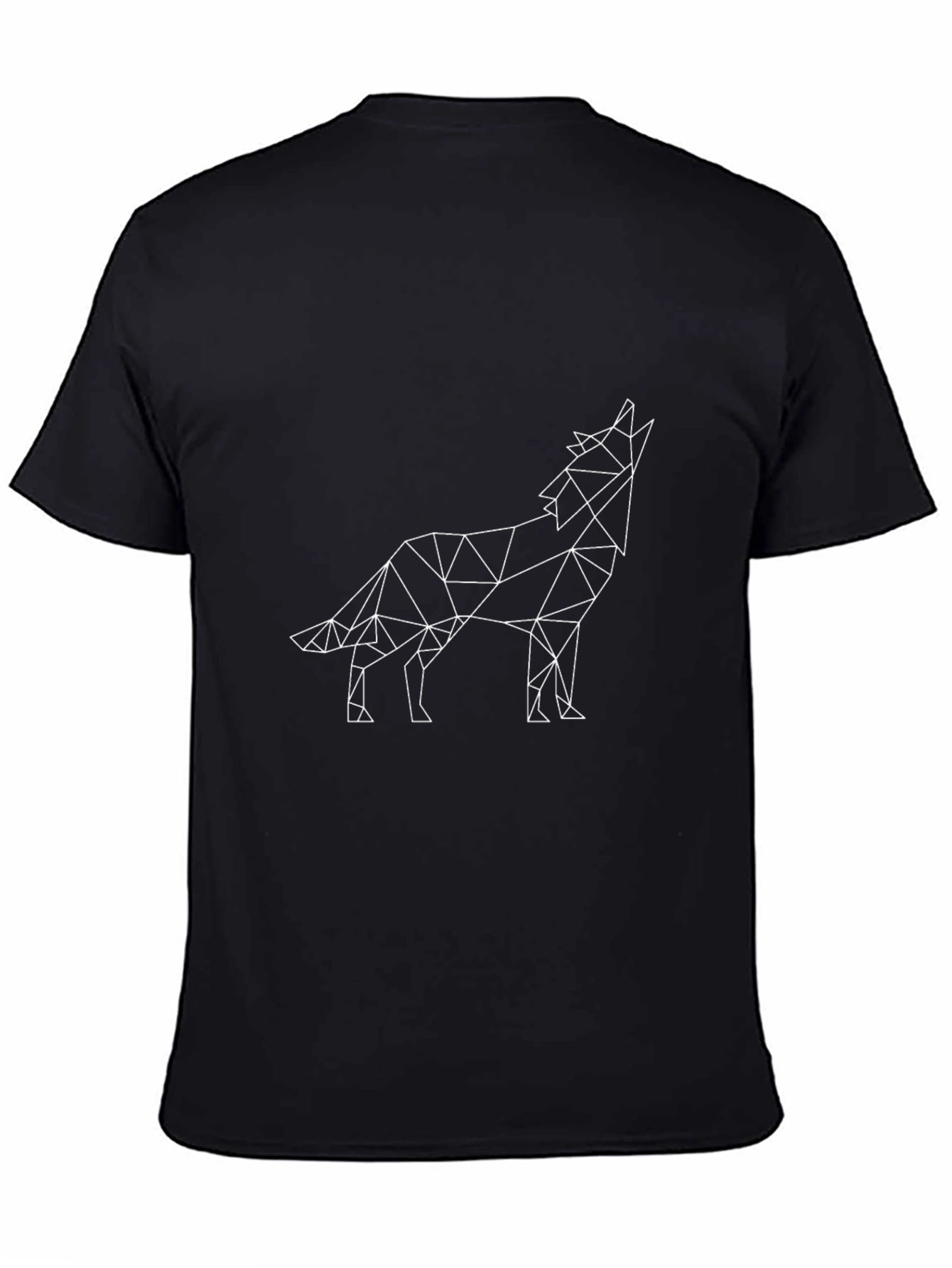 Black Geometric Wolf Graphic Tee - Modern Black T-Shirt view 4