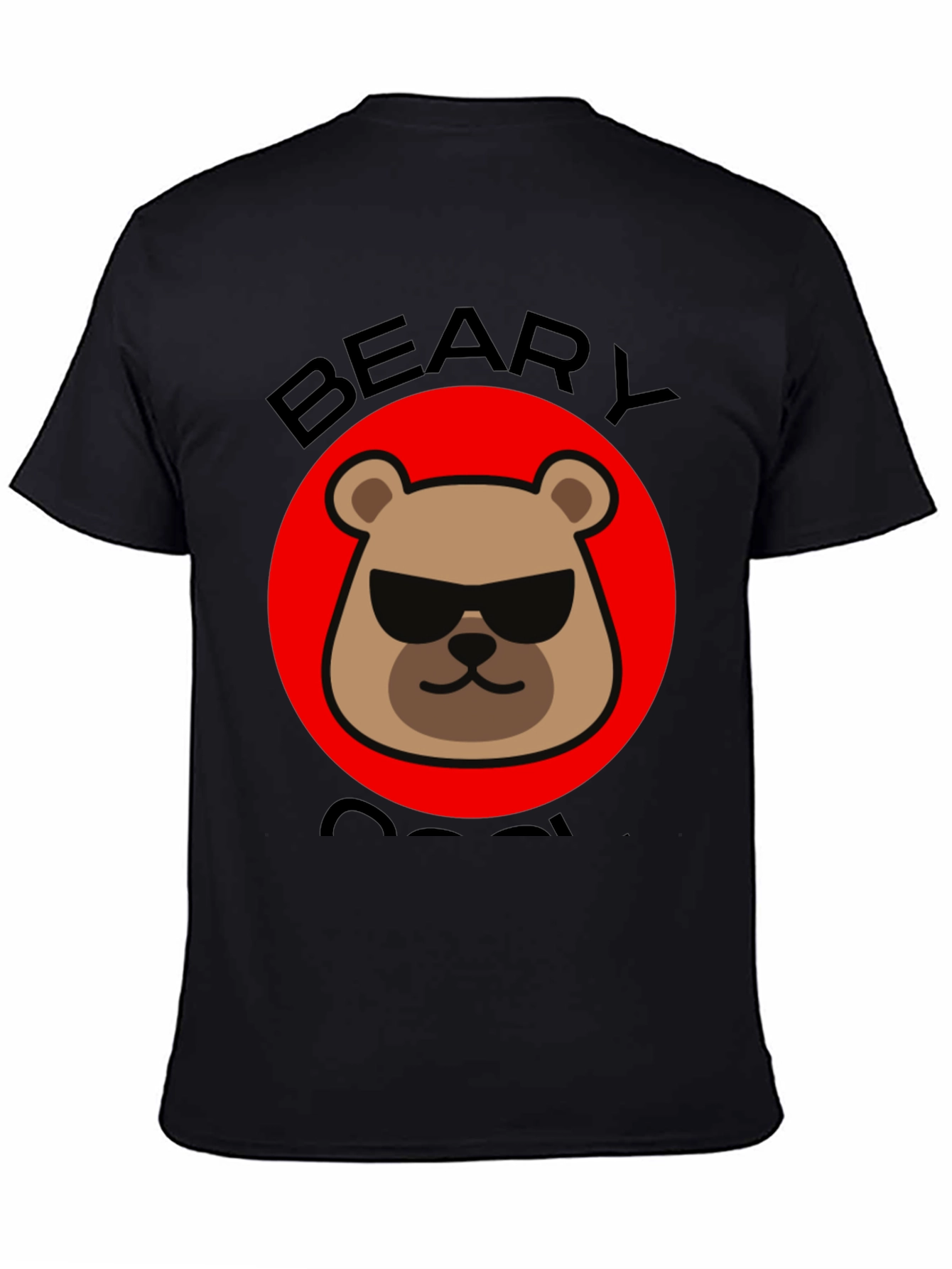 Black Beary Cool Graphic T-Shirt - Black Crew Neck Tee view 4